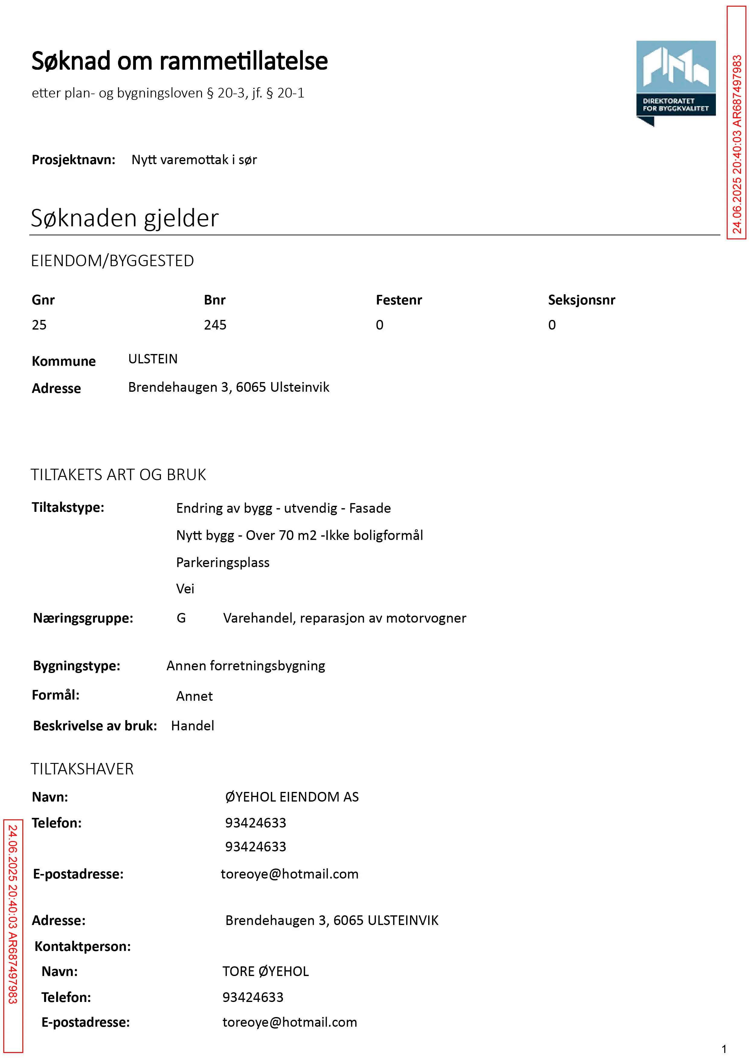 Søknad om rammetillatelse