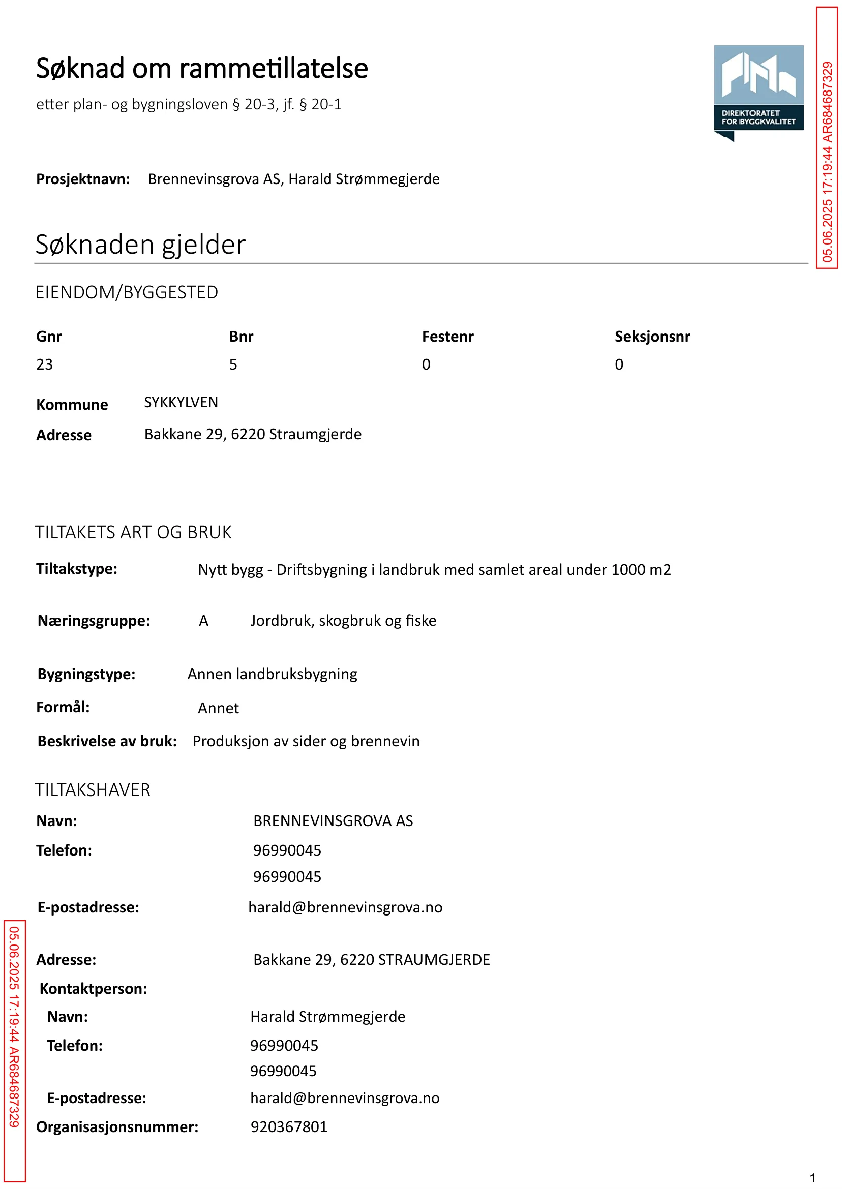 Søknad om rammetillatelse