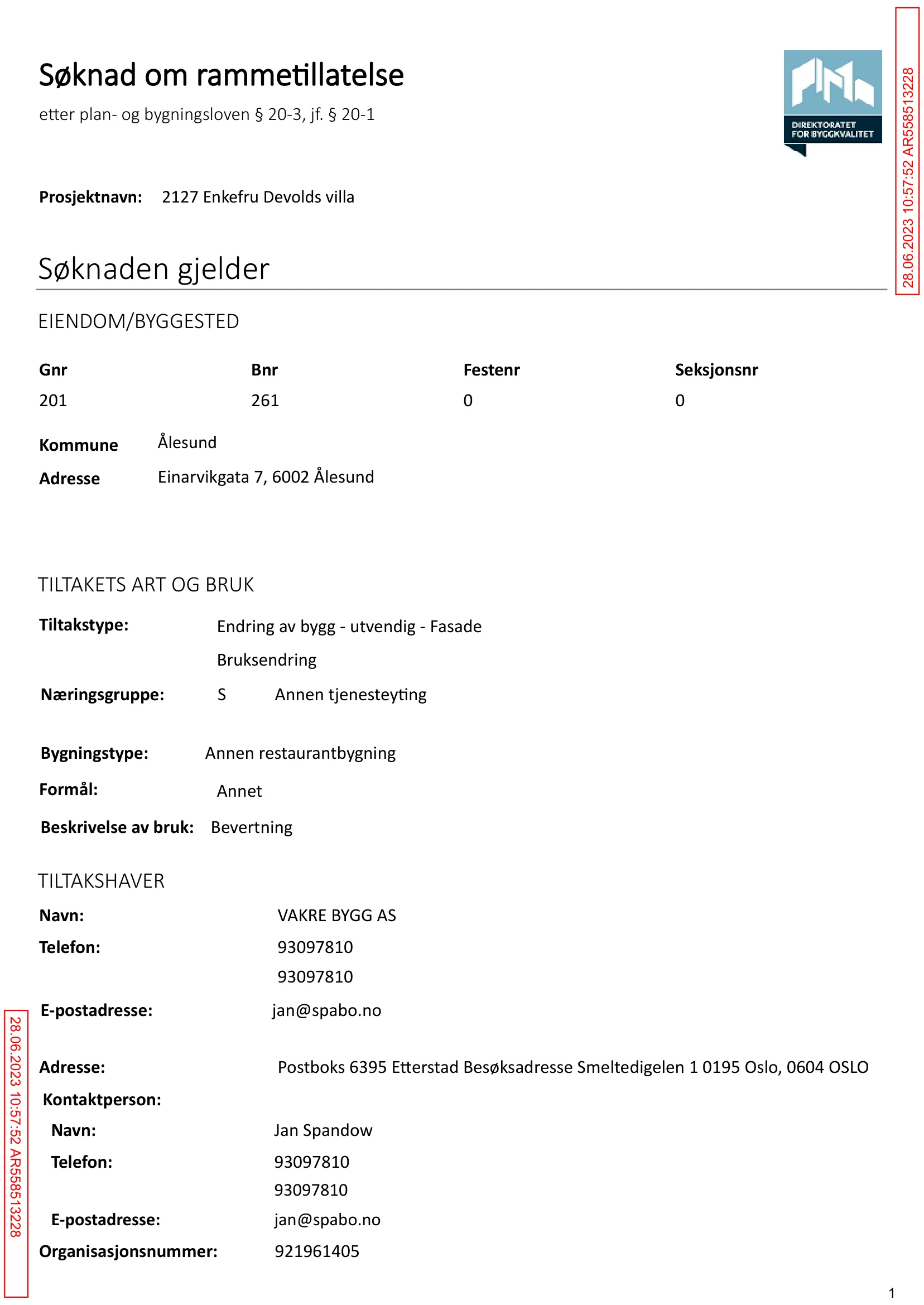 Søknad om rammetillatelse