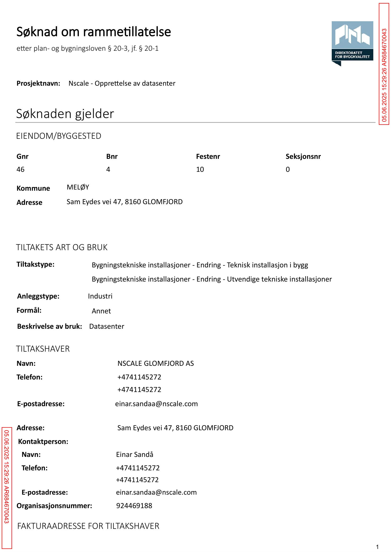 Søknad om rammetillatelse