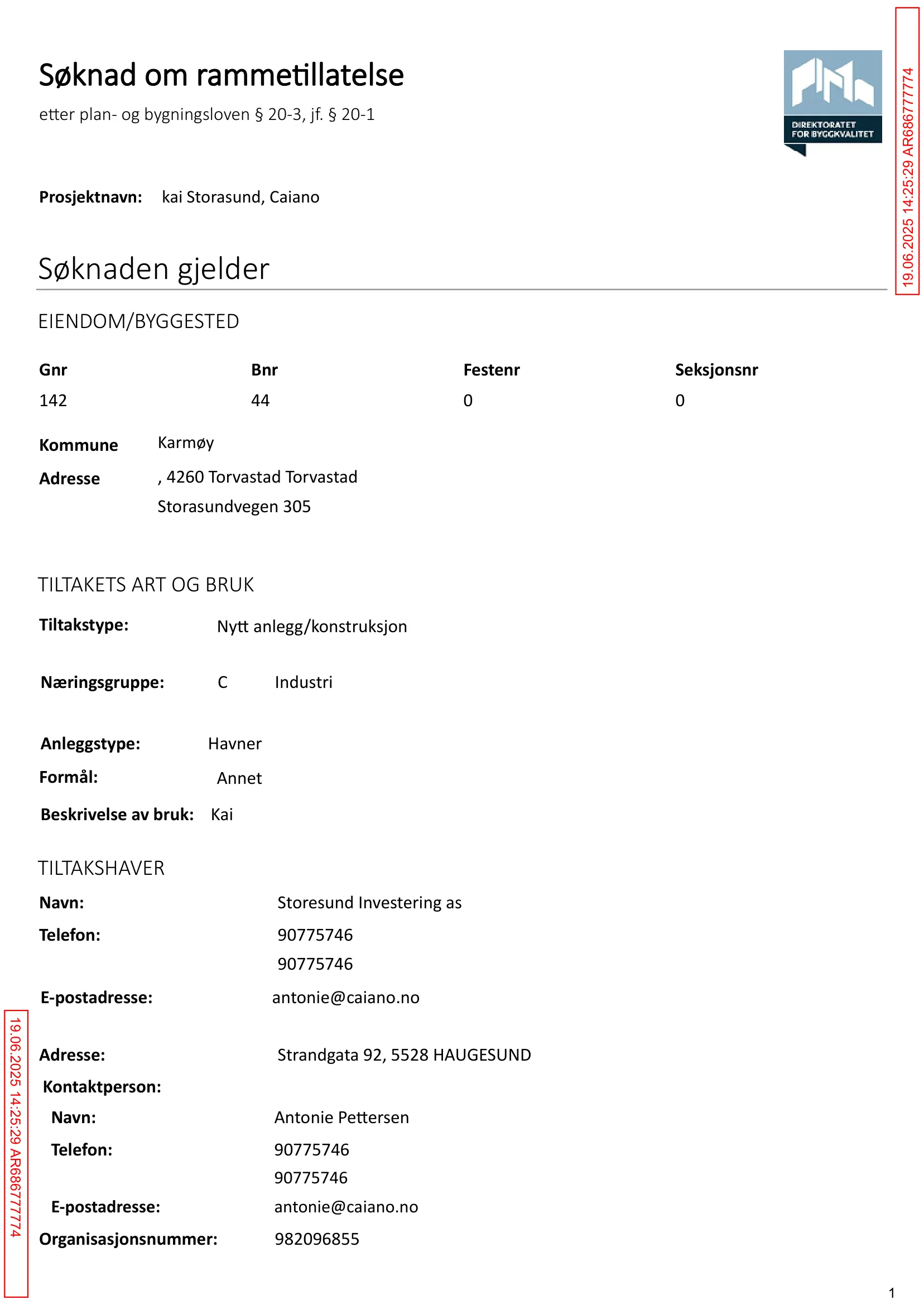 Søknad om rammetillatelse