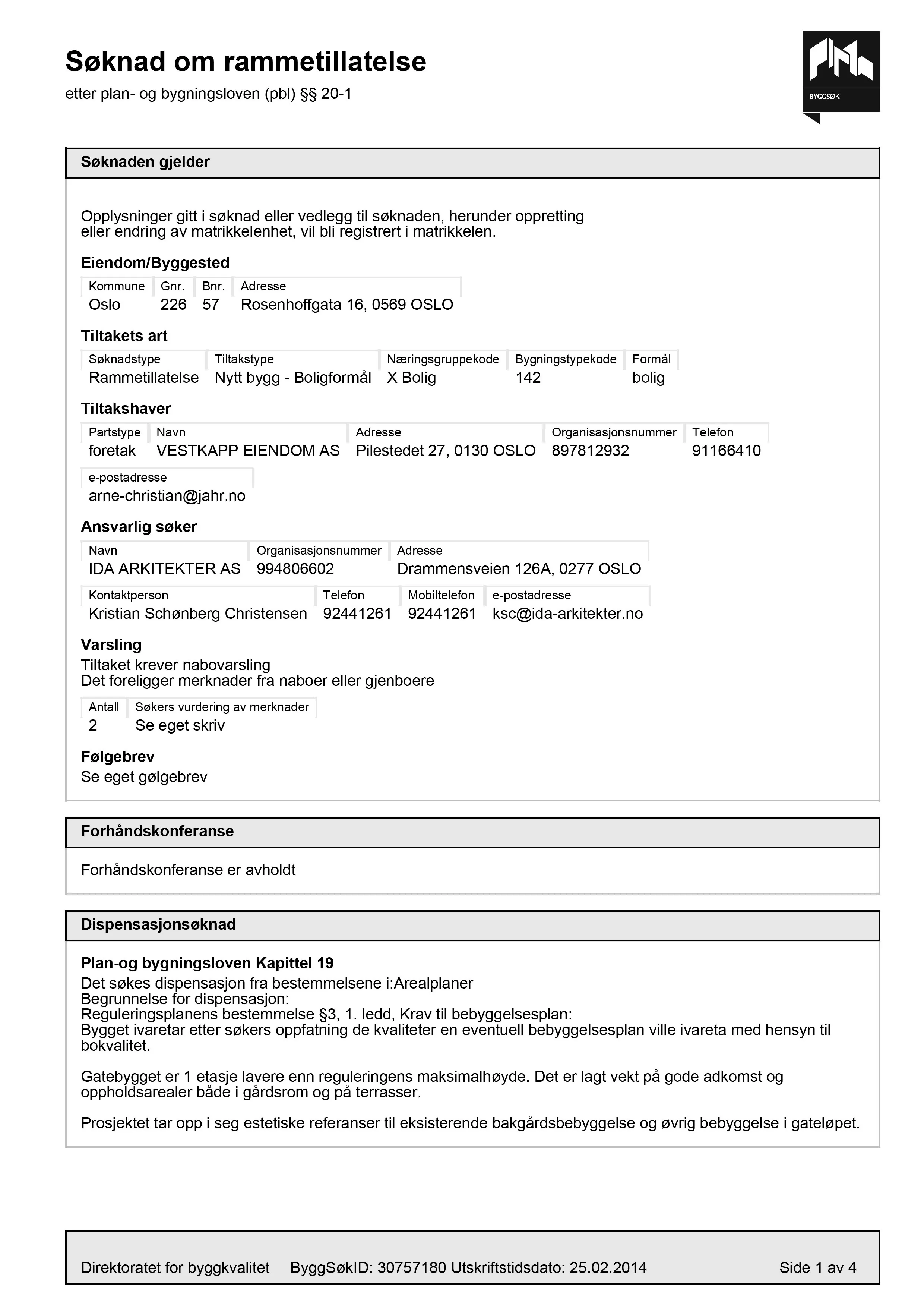 Søknad om rammetillatelse