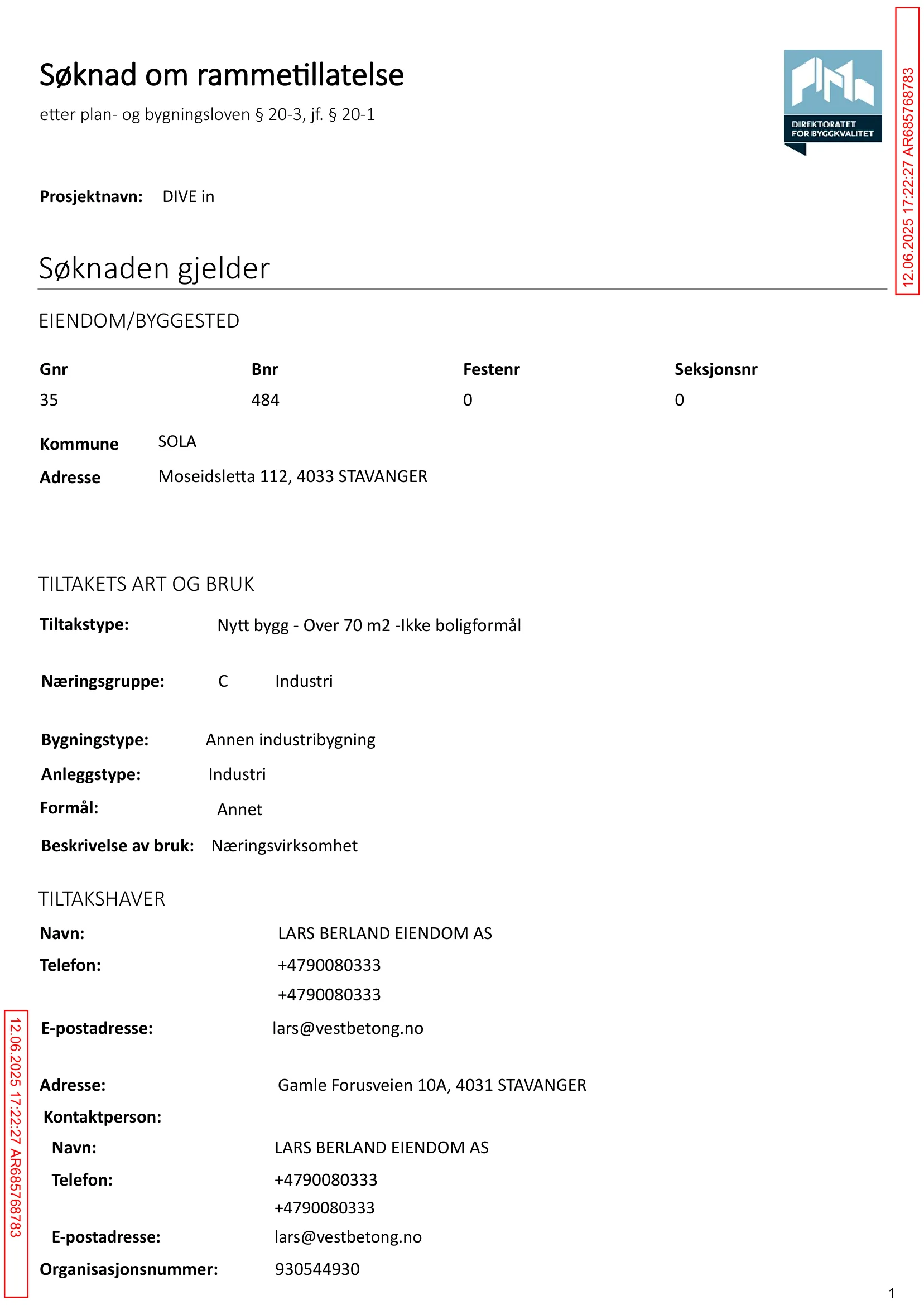 Søknad om rammetillatelse