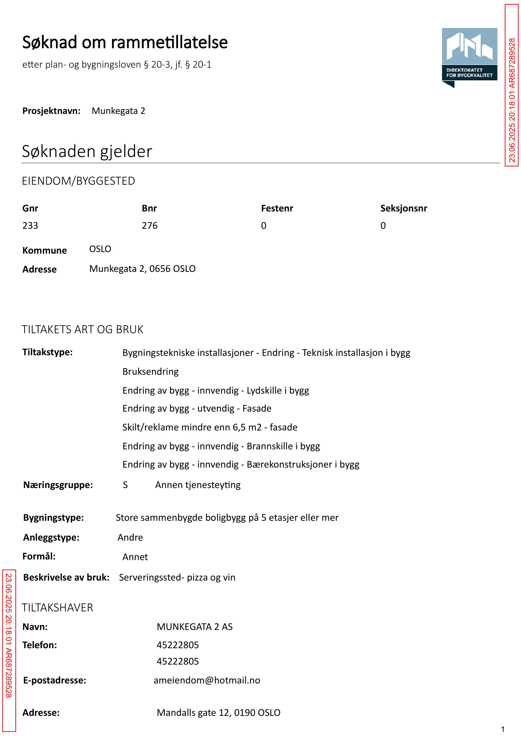 Søknad om rammetillatelse