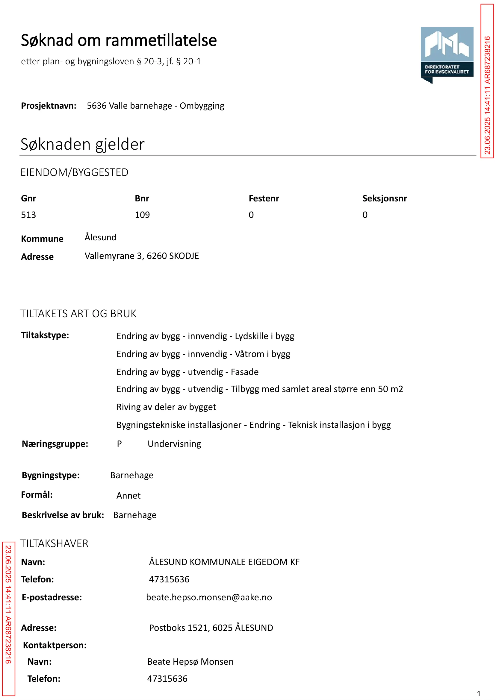 Søknad om rammetillatelse