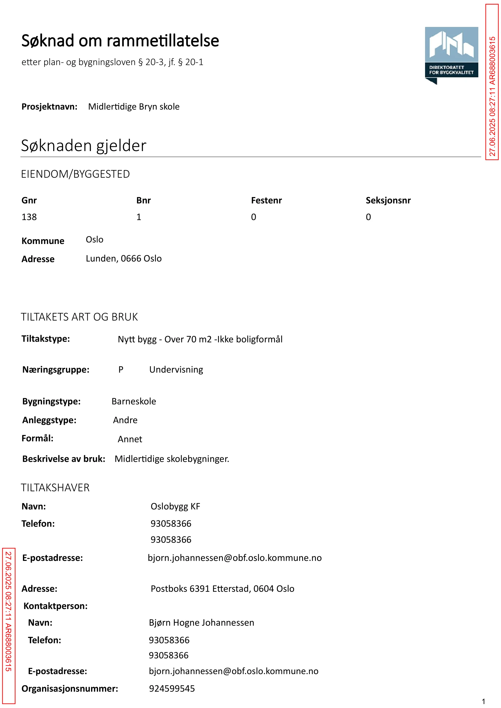 Søknad om rammetillatelse