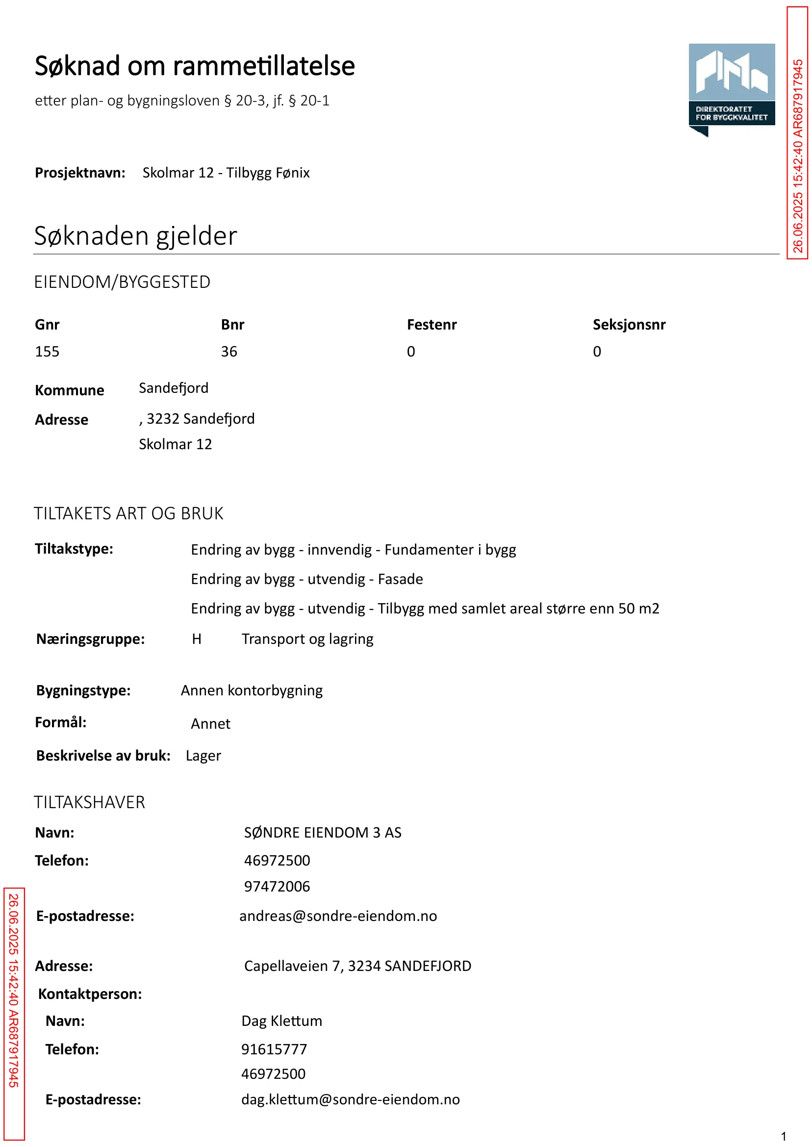 Søknad om rammetillatelse