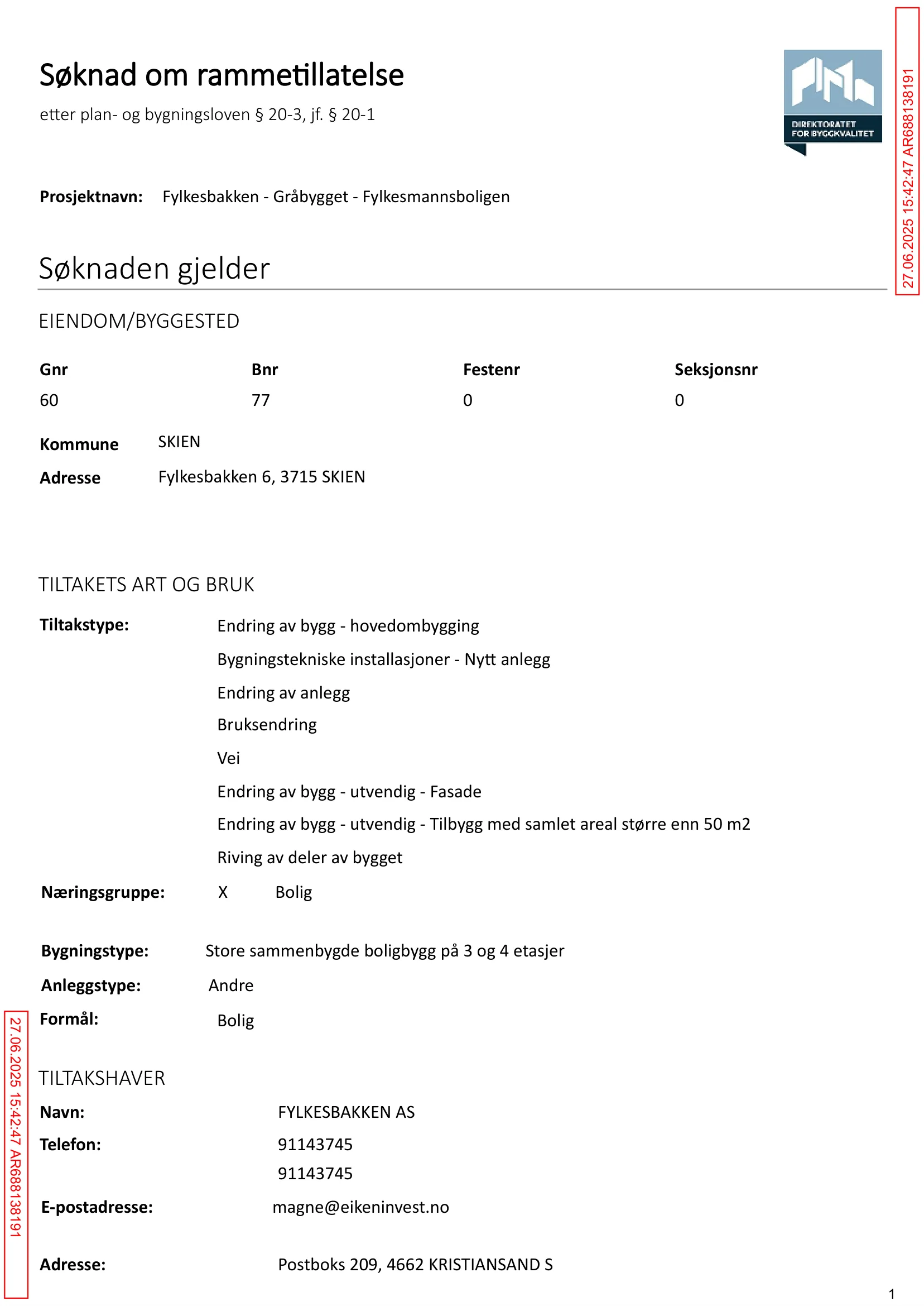 Søknad om rammetillatelse