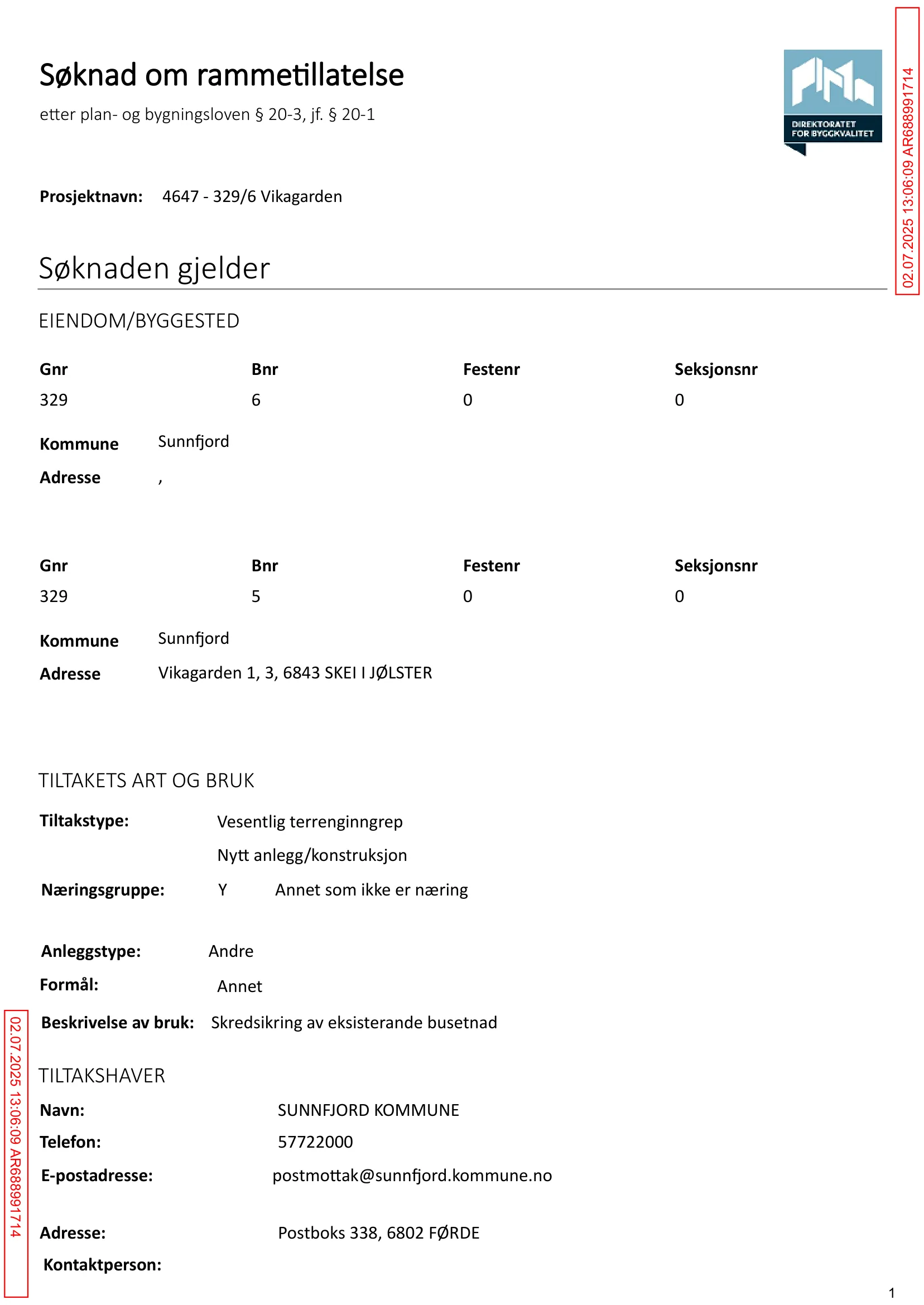 Søknad om rammetillatelse
