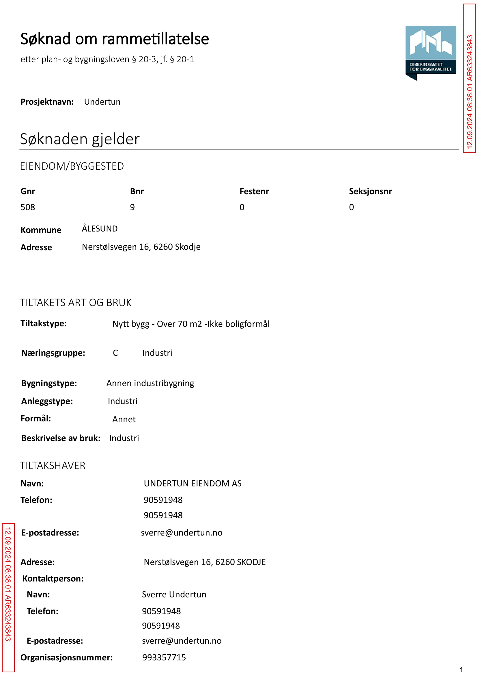 Søknad om rammetillatelse