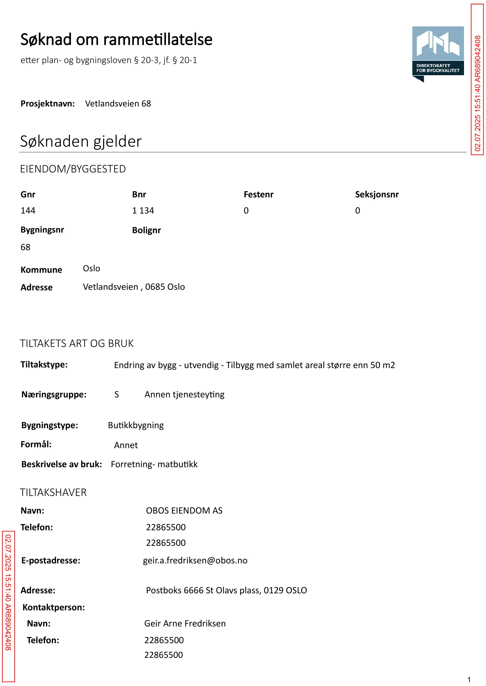 Søknad om rammetillatelse