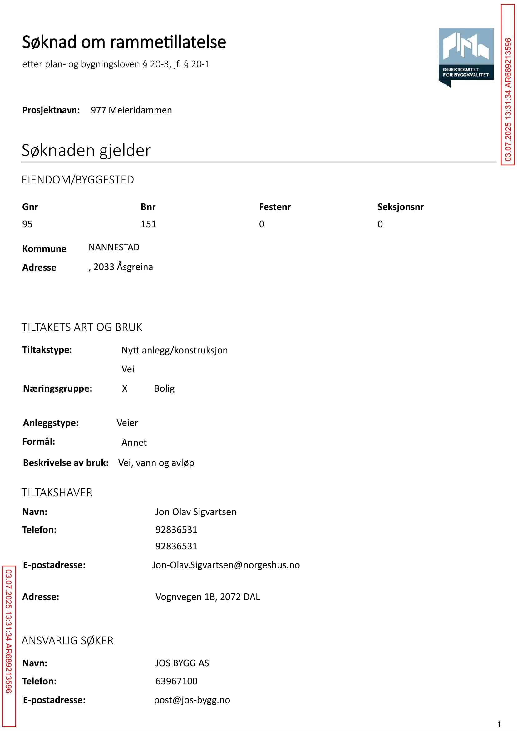 Søknad om rammetillatelse