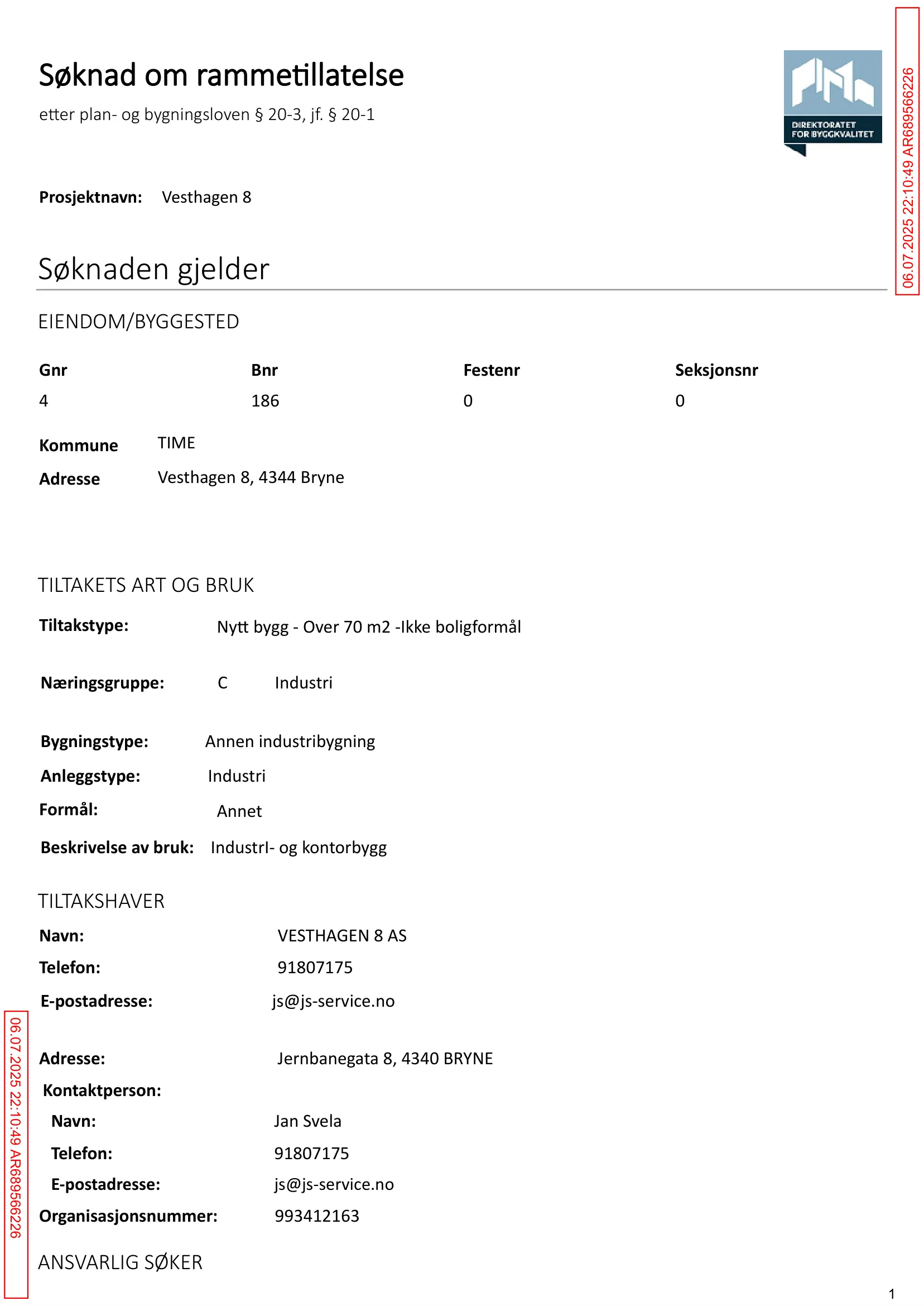 Søknad om rammetillatelse