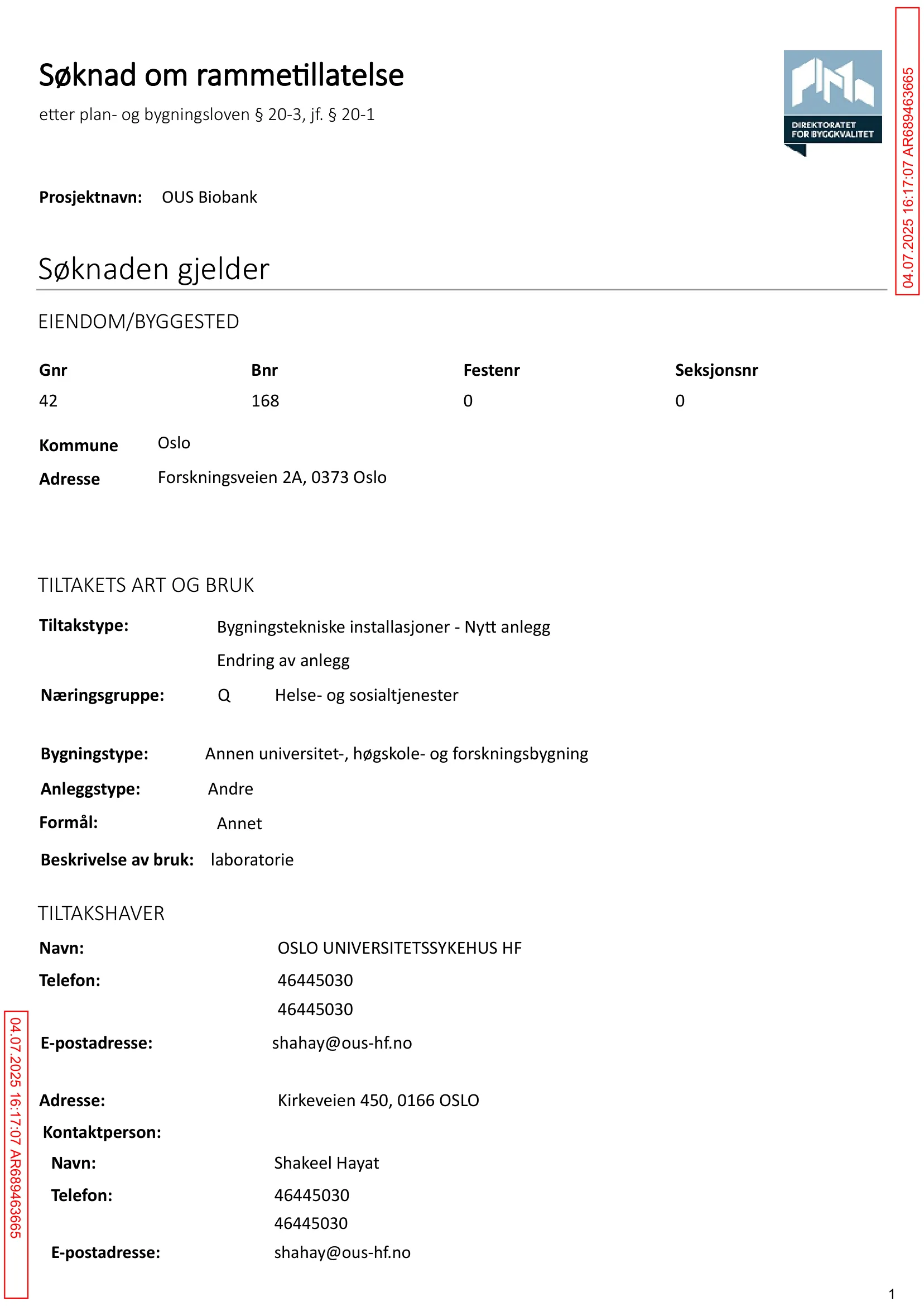 Søknad om rammetillatelse