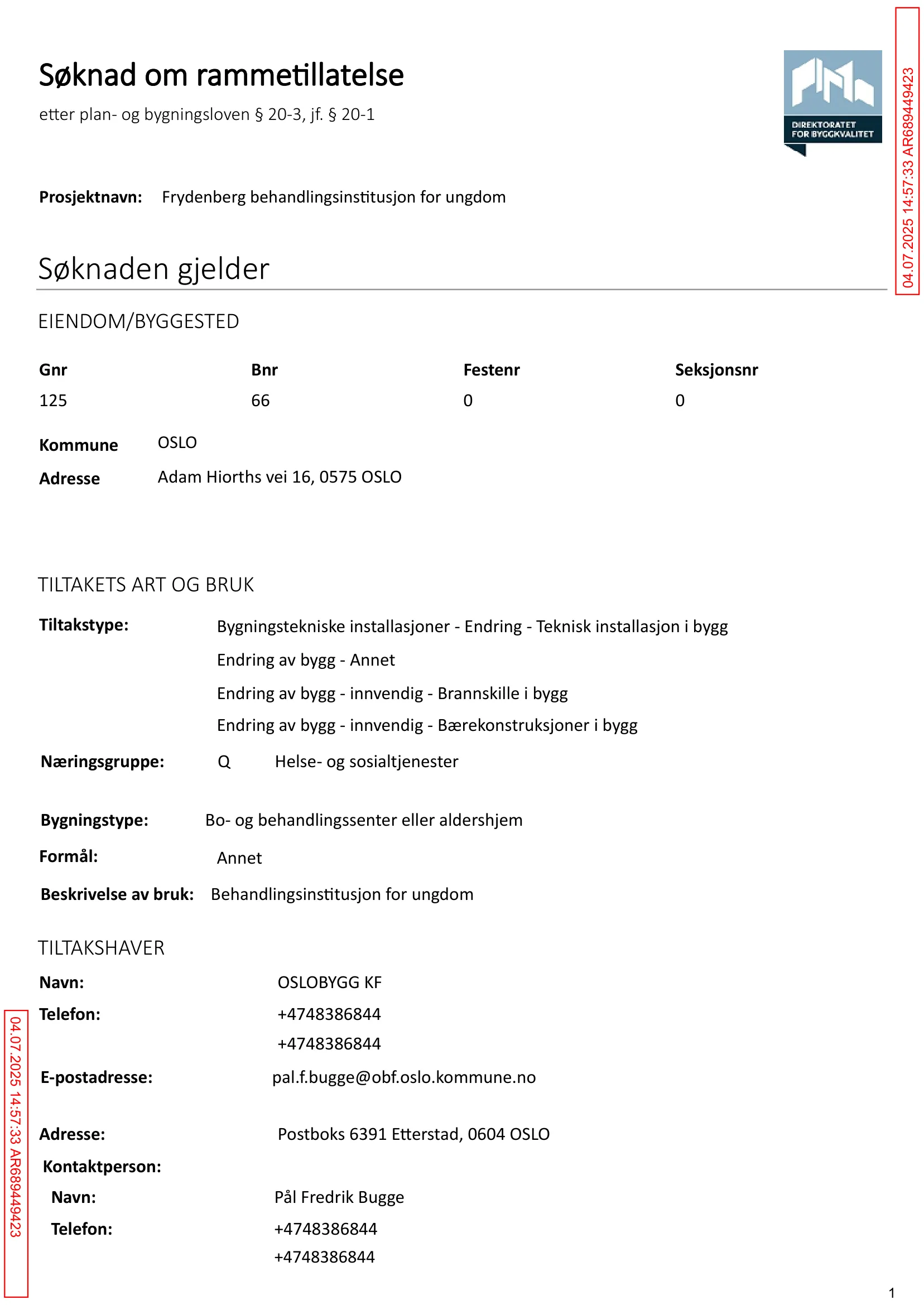 Søknad om rammetillatelse