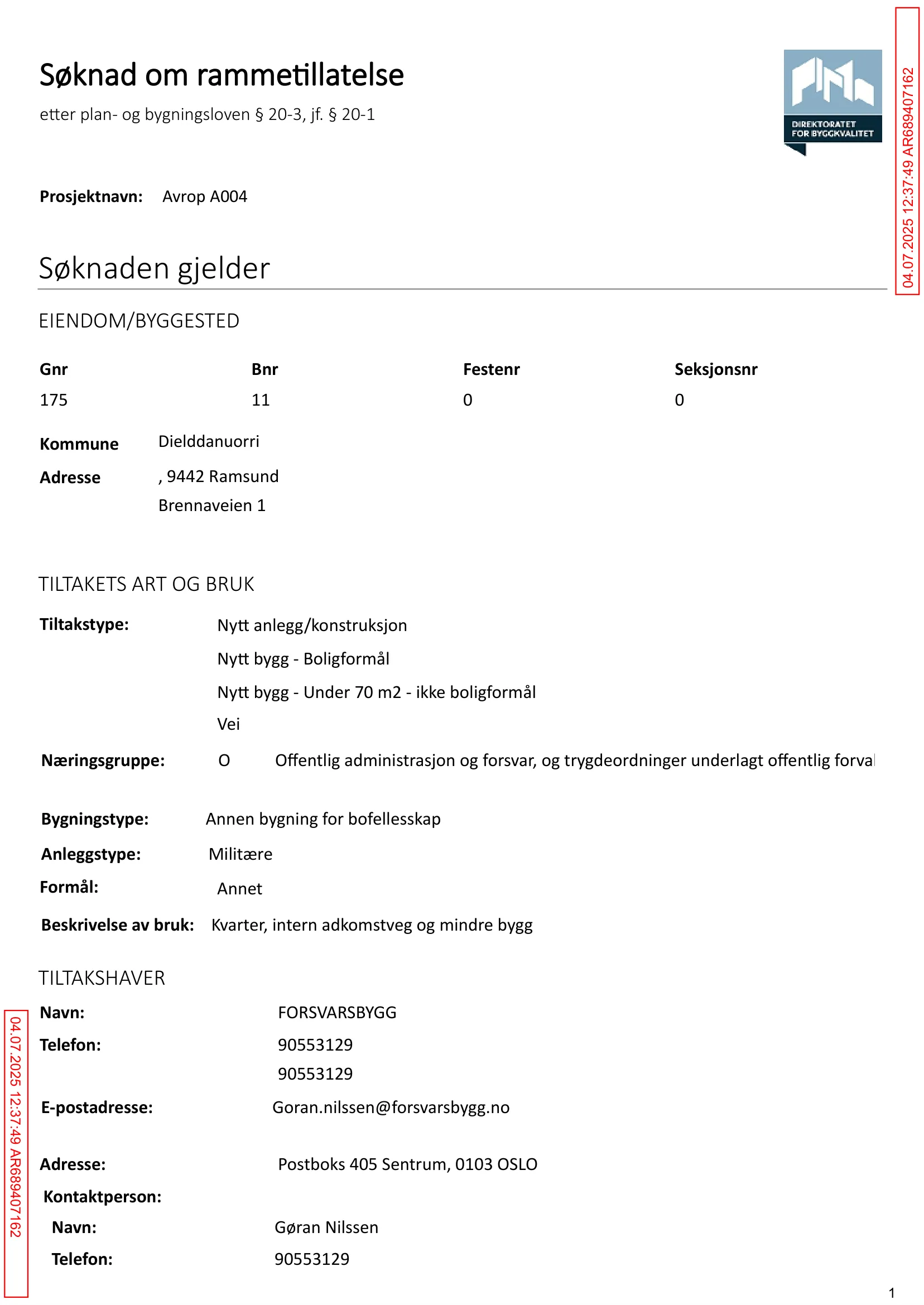 Søknad om rammetillatelse