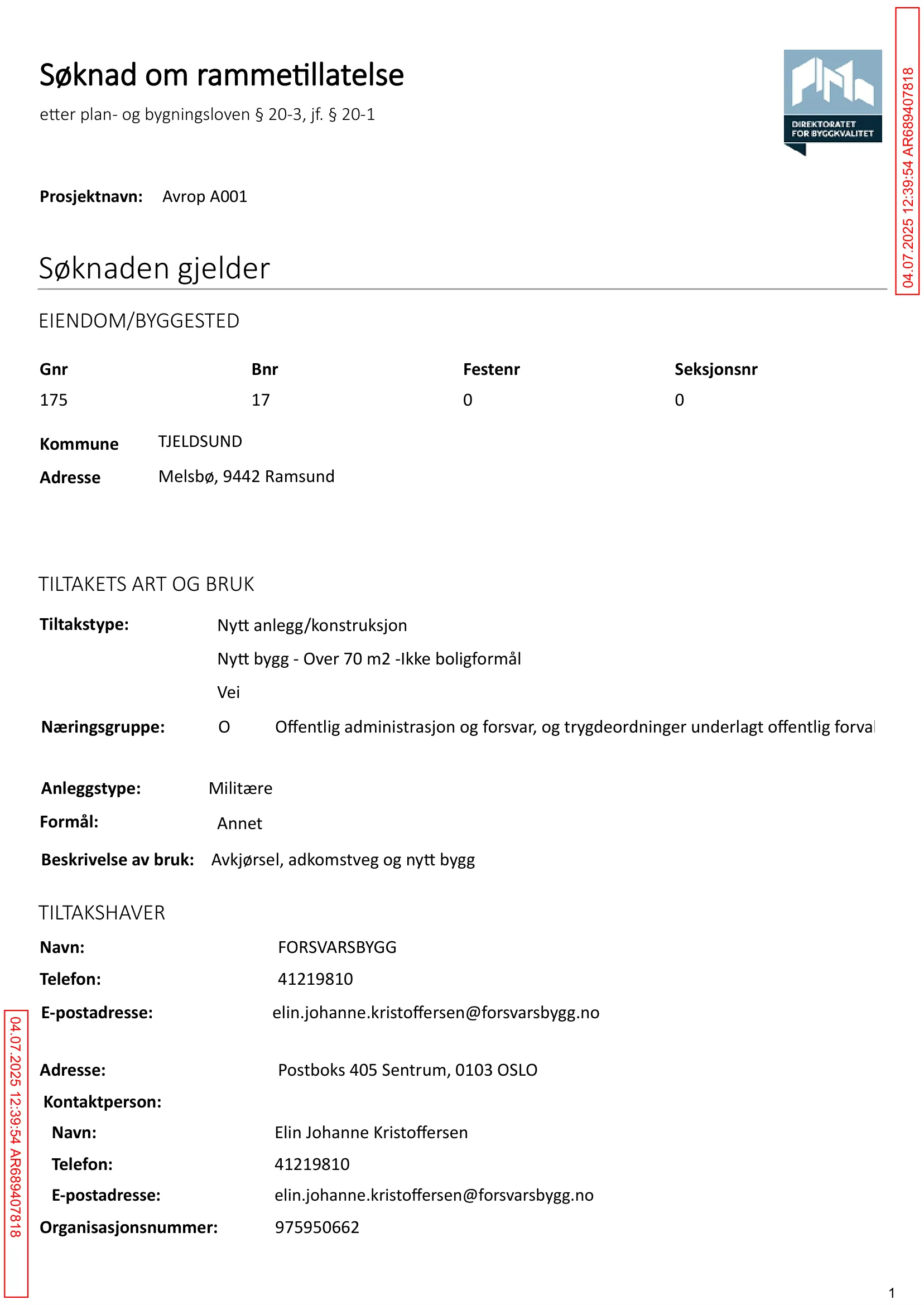 Søknad om rammetillatelse