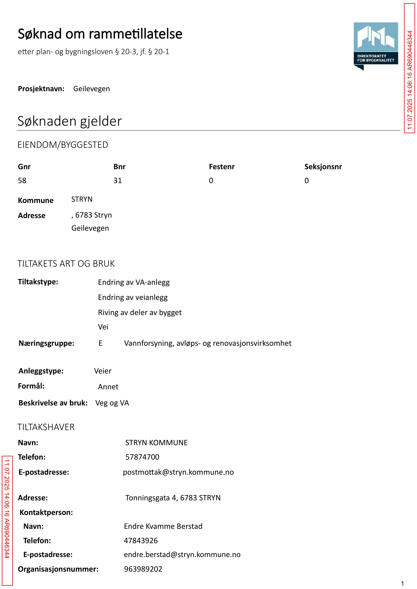 Søknad om rammetillatelse