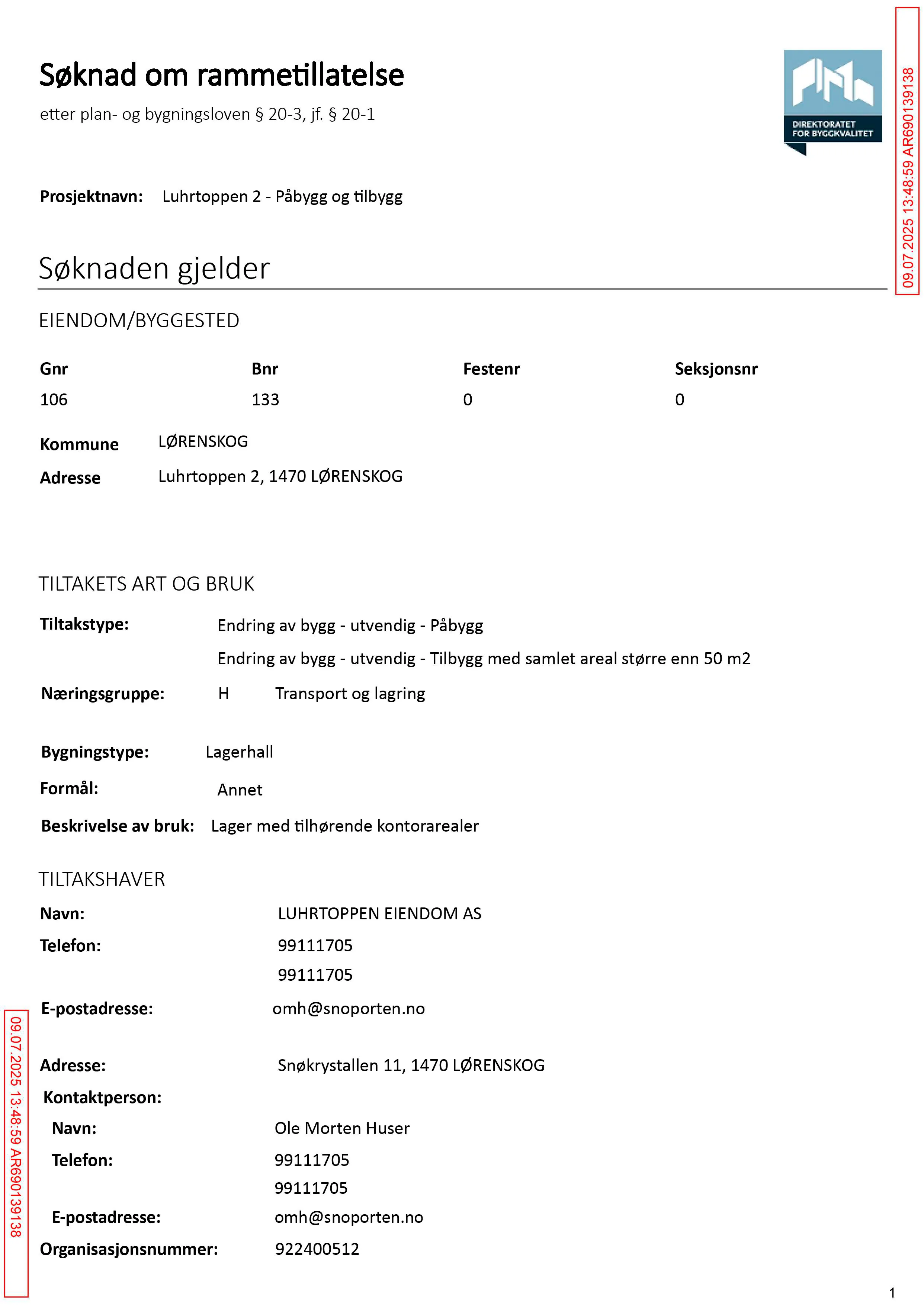 Søknad om rammetillatelse