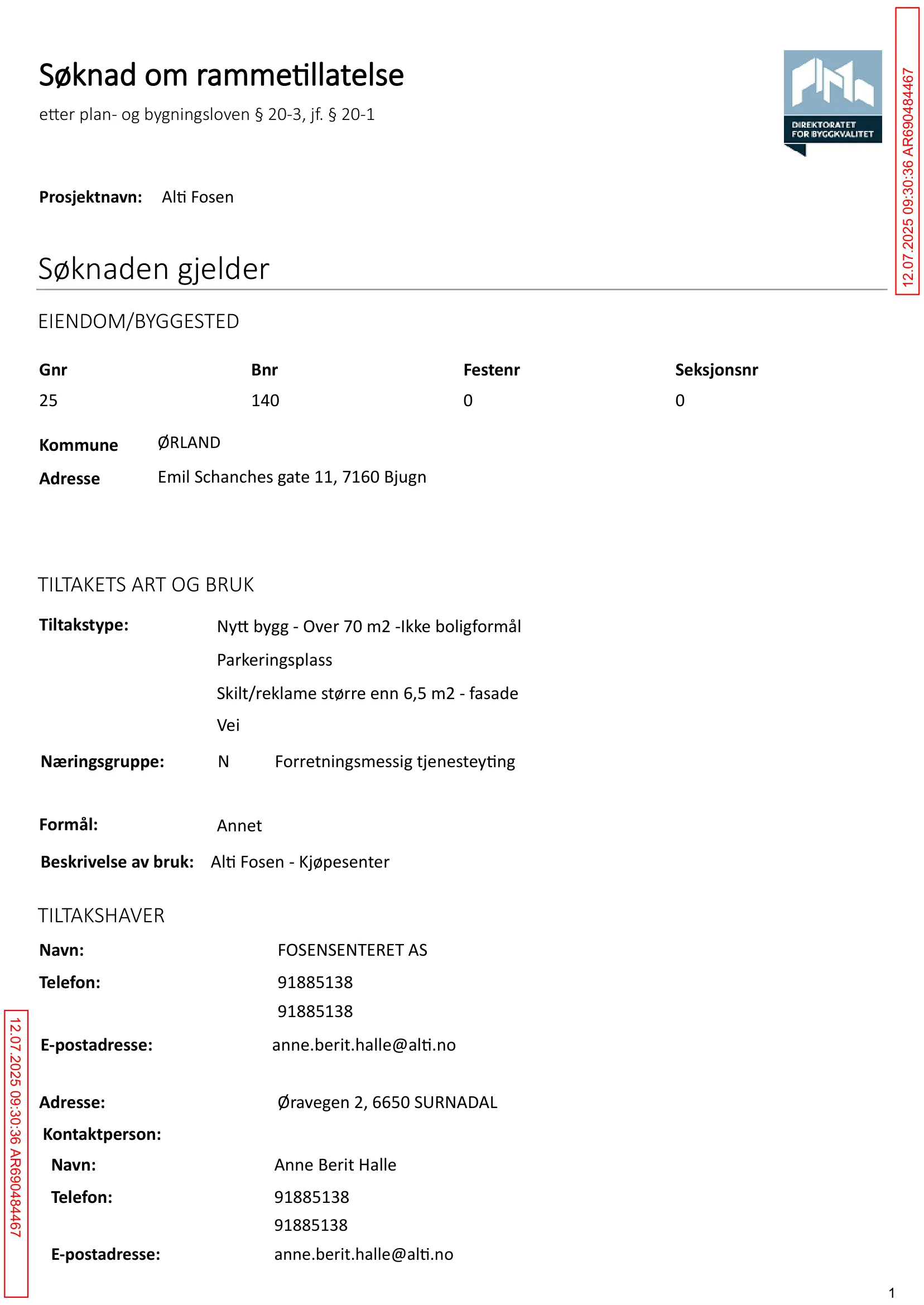 Søknad om rammetillatelse