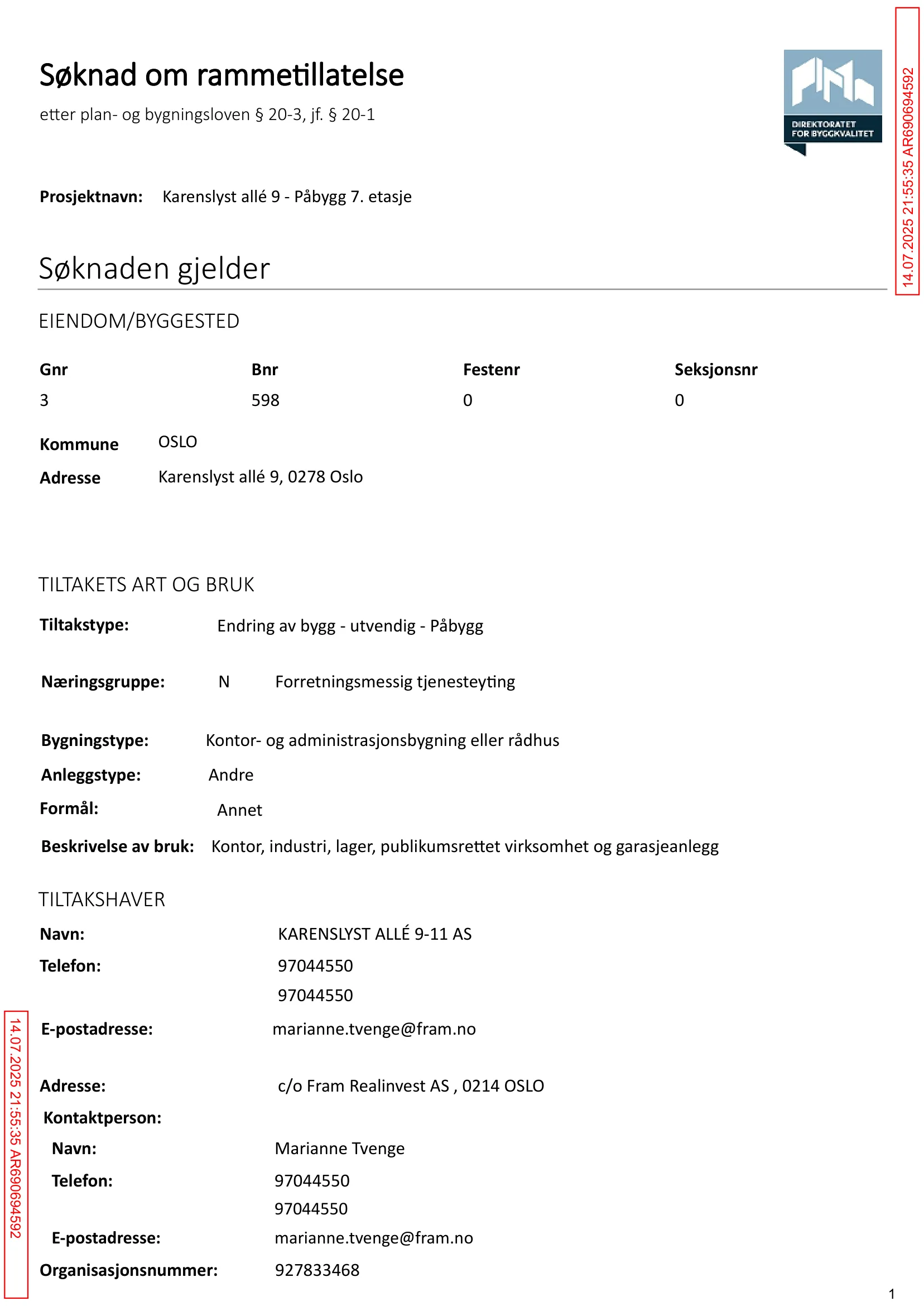 Søknad om rammetillatelse