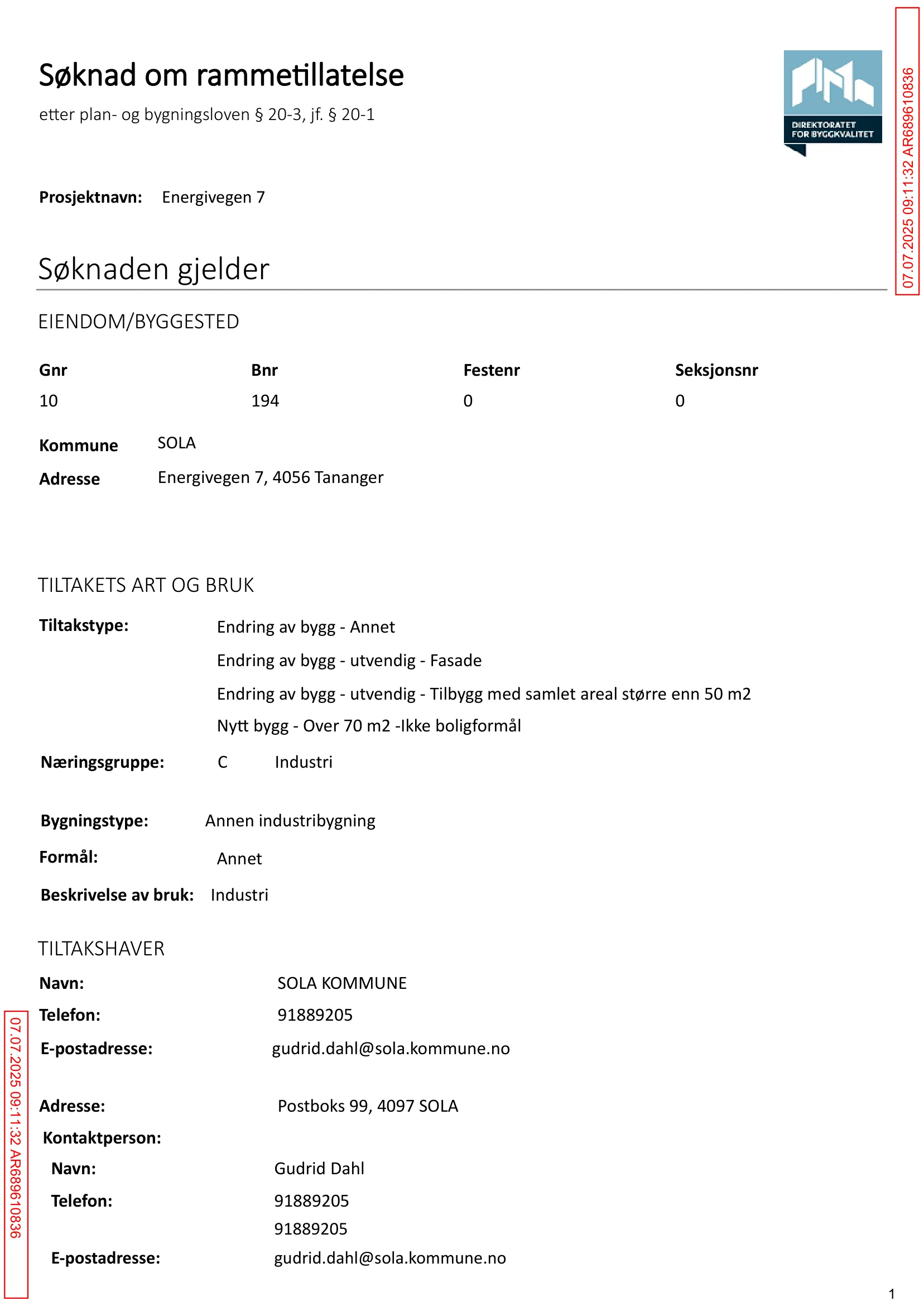 Søknad om rammetillatelse