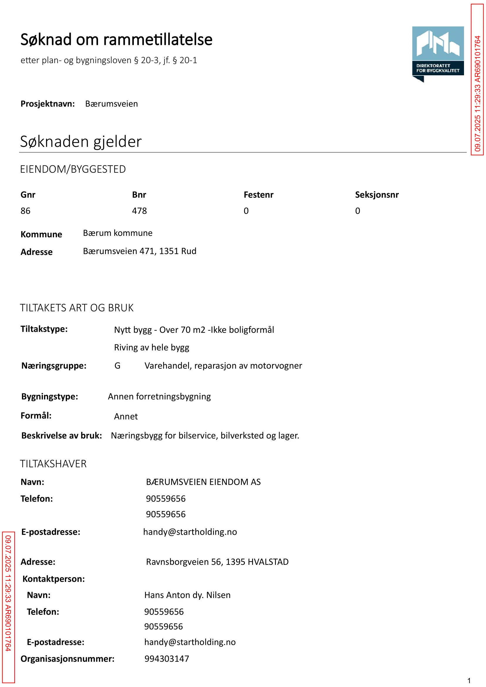 Søknad om rammetillatelse