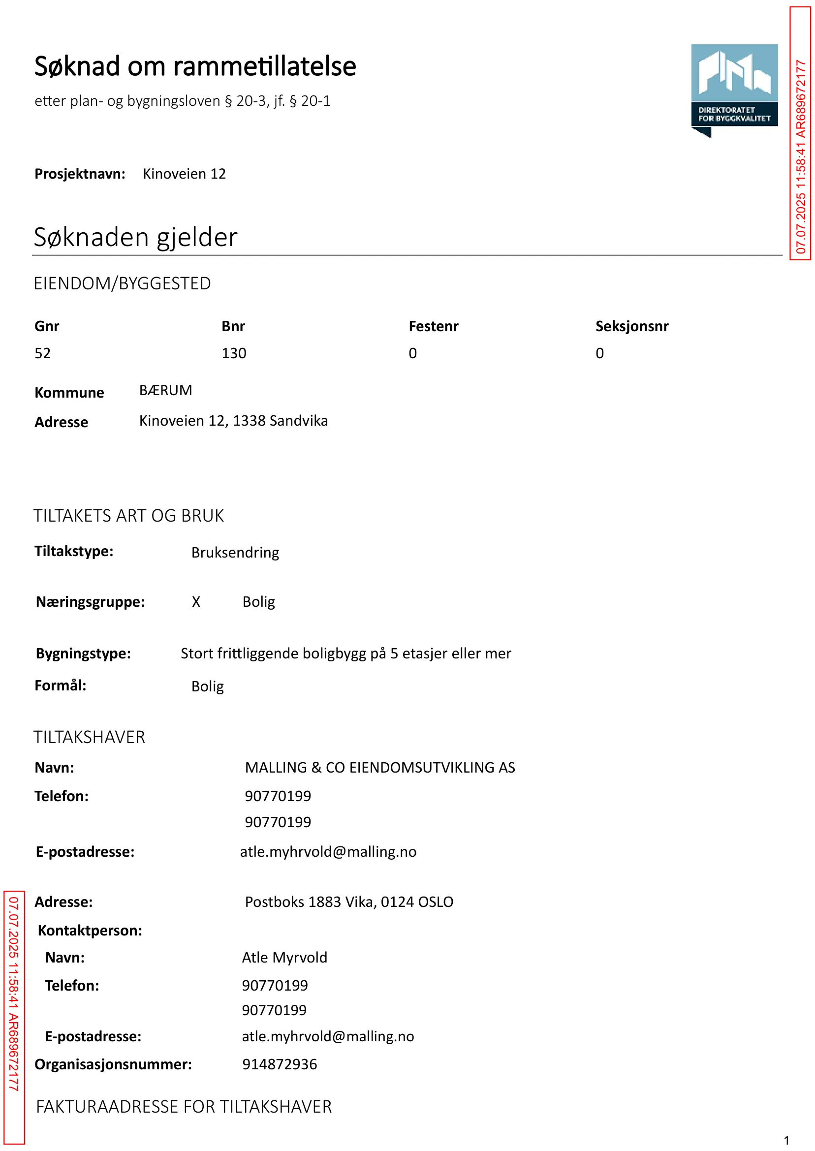 Søknad om rammetillatelse