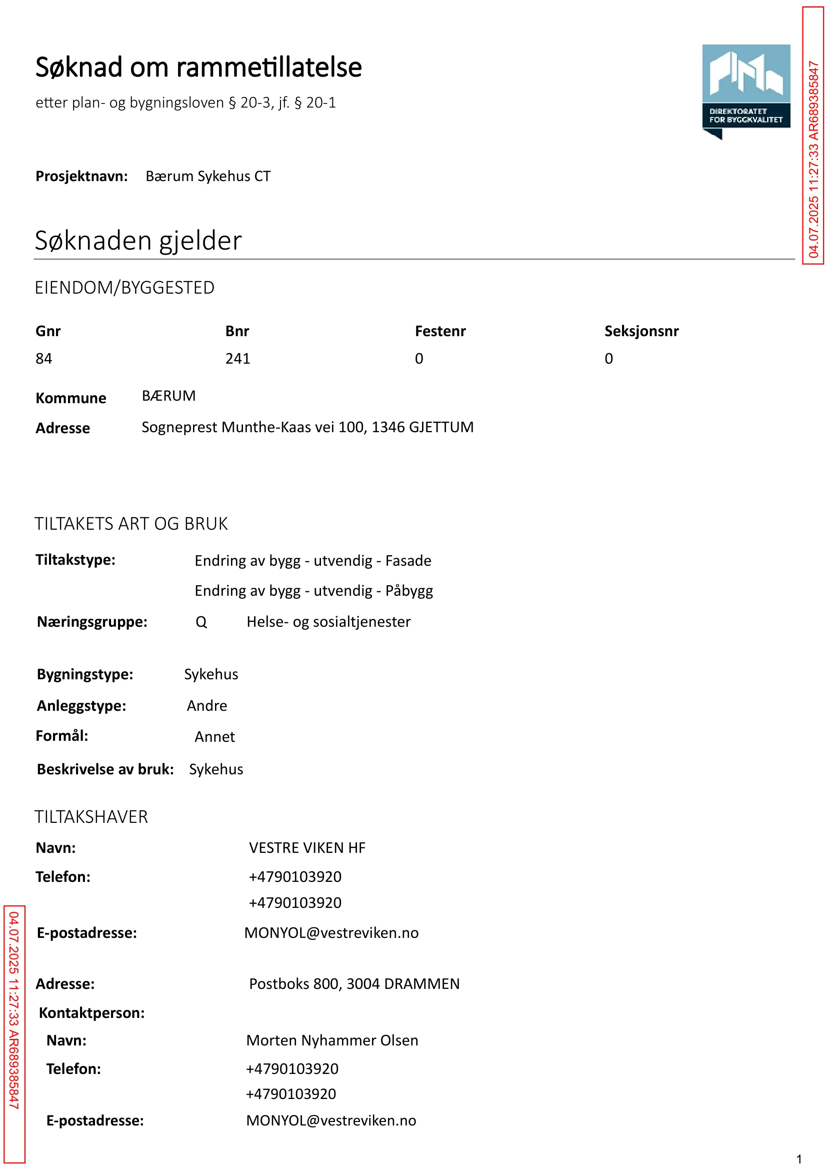 Søknad om rammetillatelse