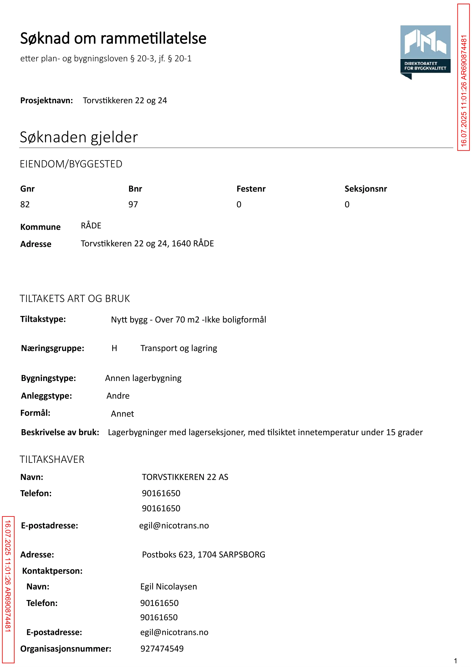 Søknad om rammetillatelse