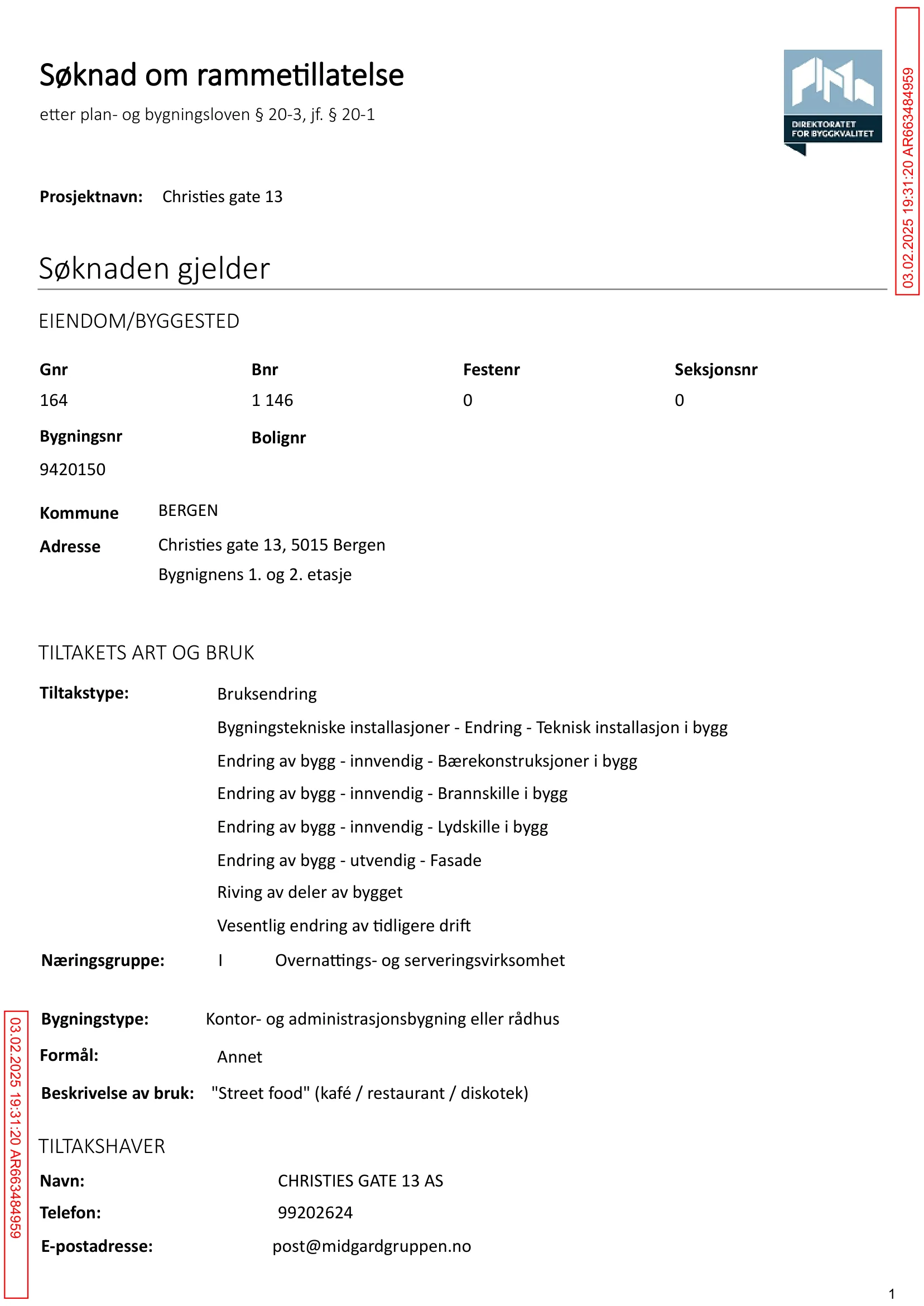Søknad om rammetillatelse