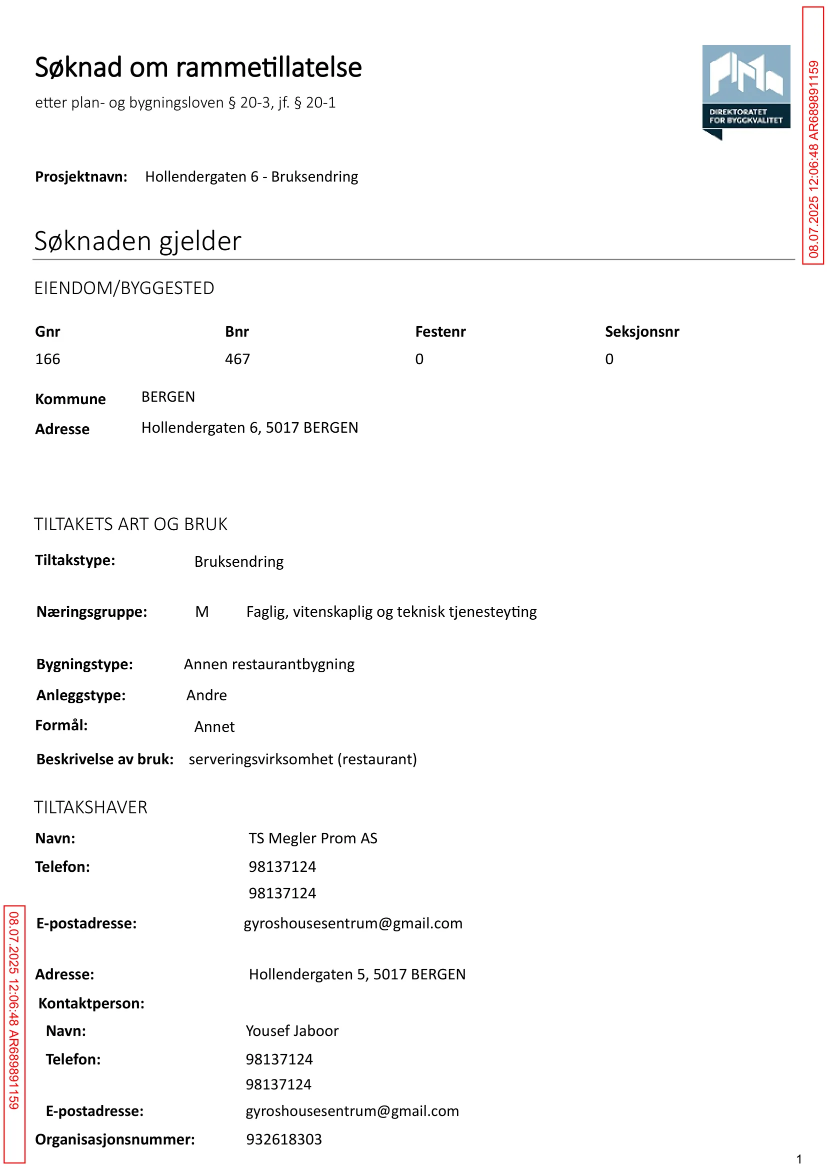Søknad om rammetillatelse