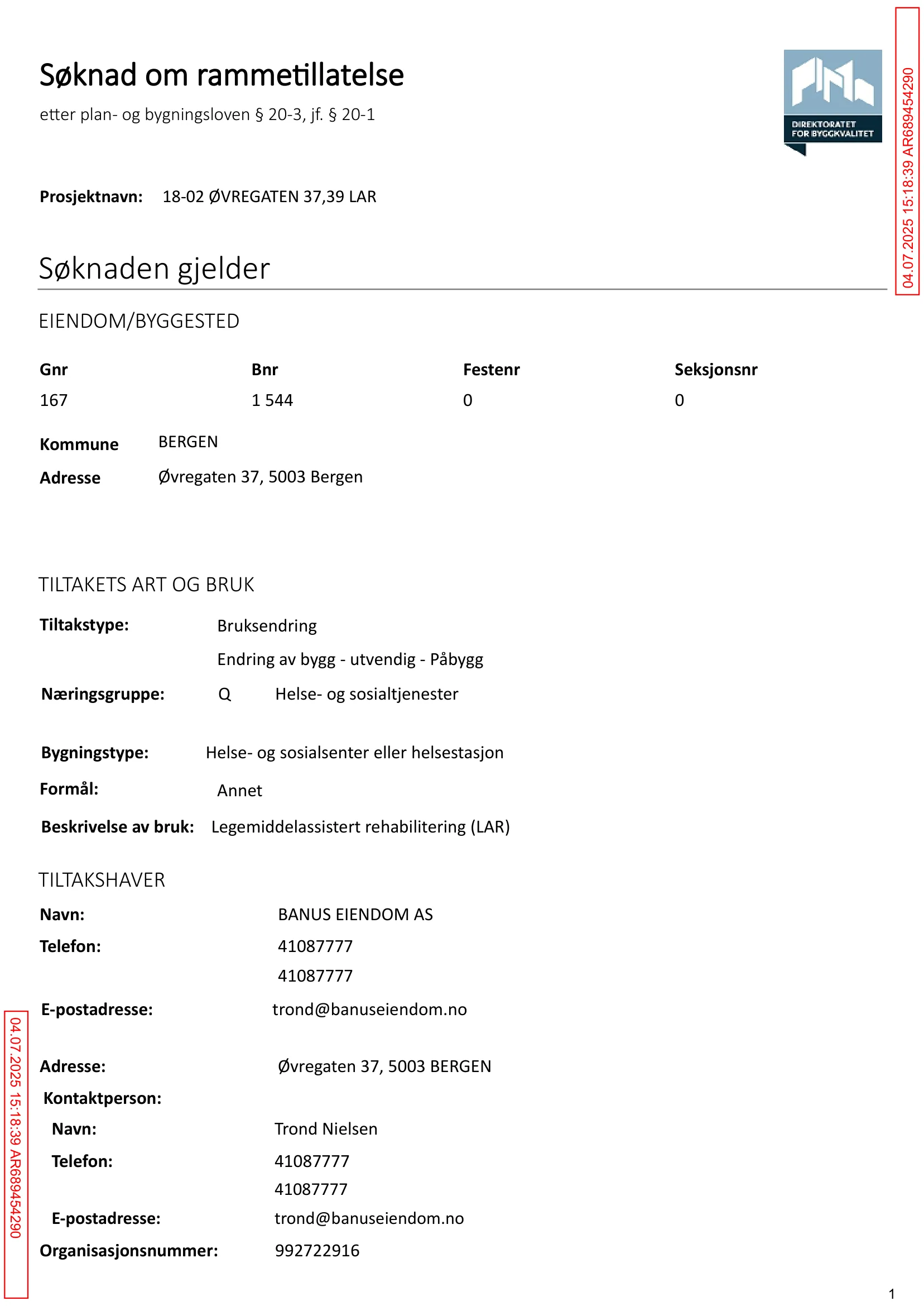 Søknad om rammetillatelse