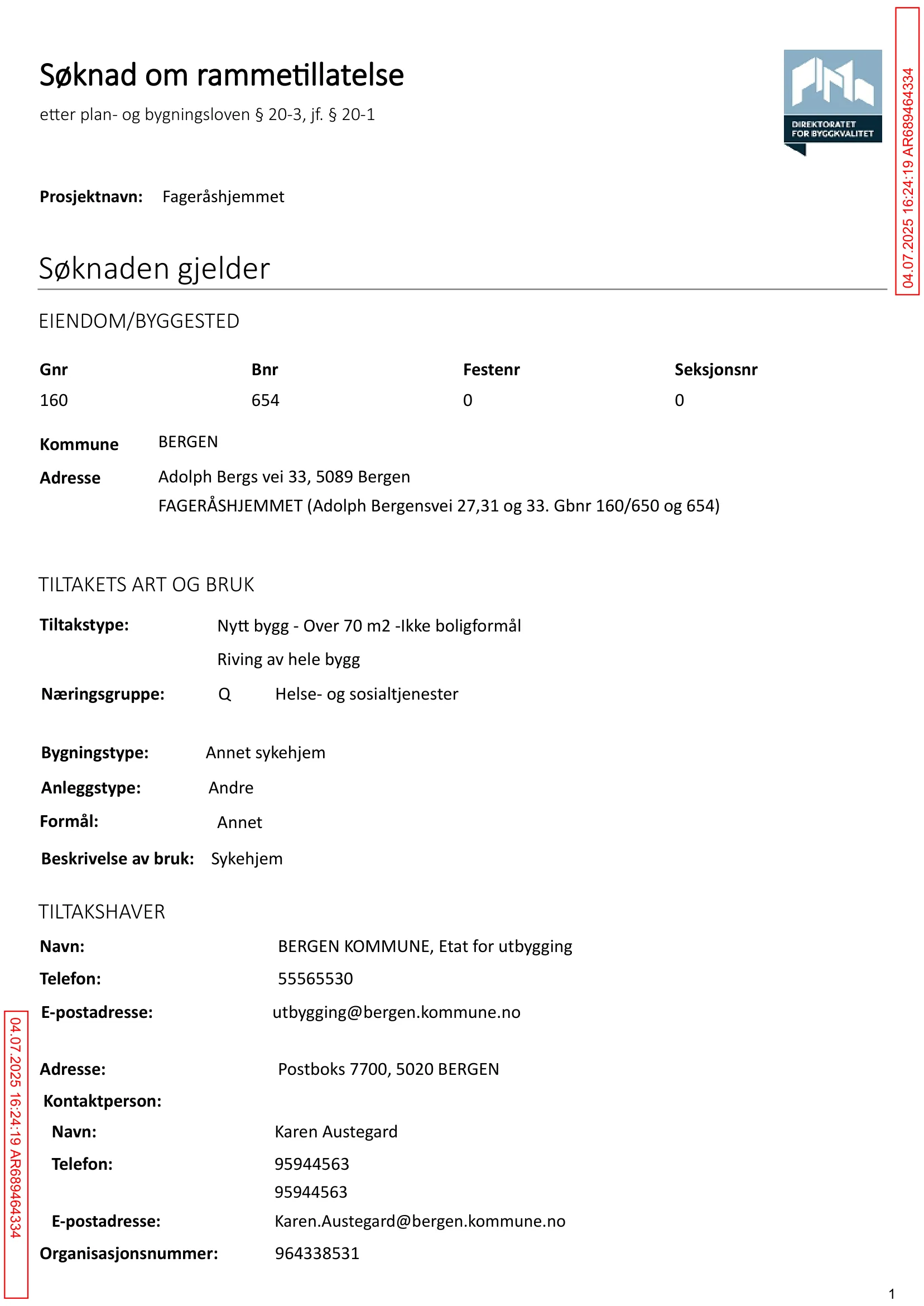 Søknad om rammetillatelse