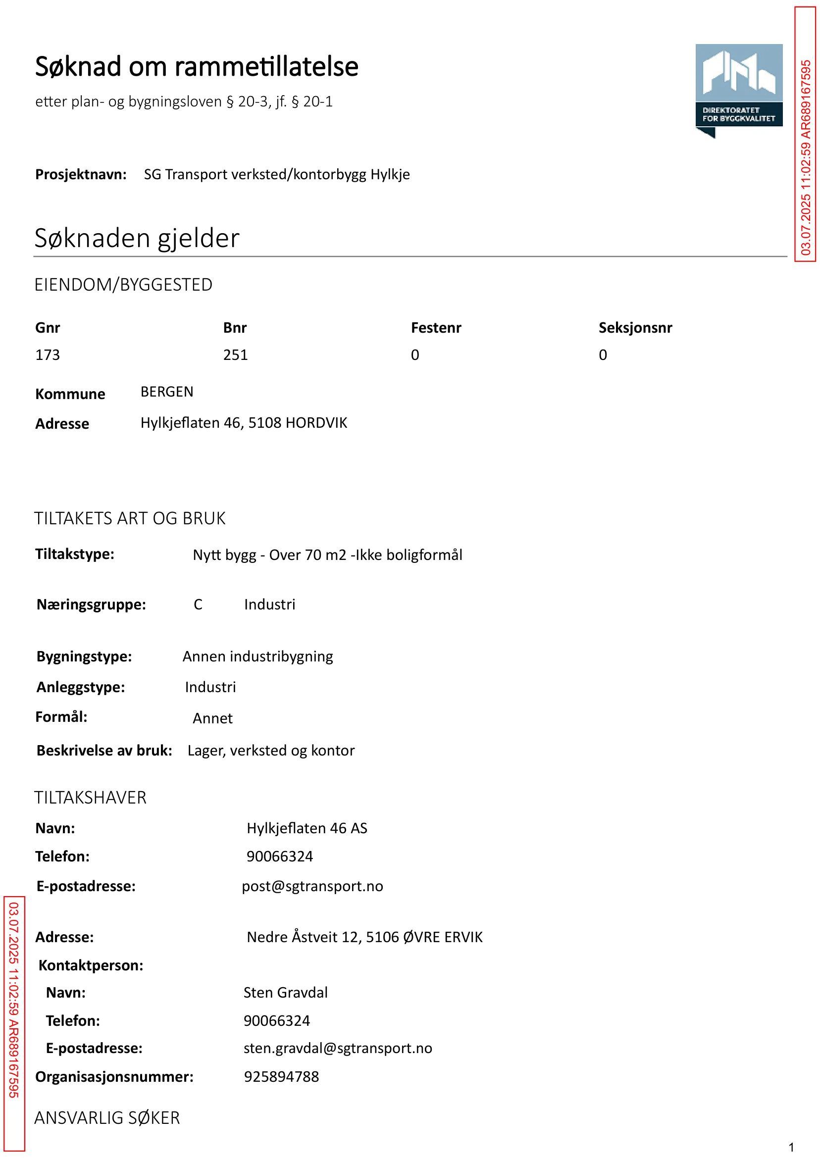 Søknad om rammetillatelse