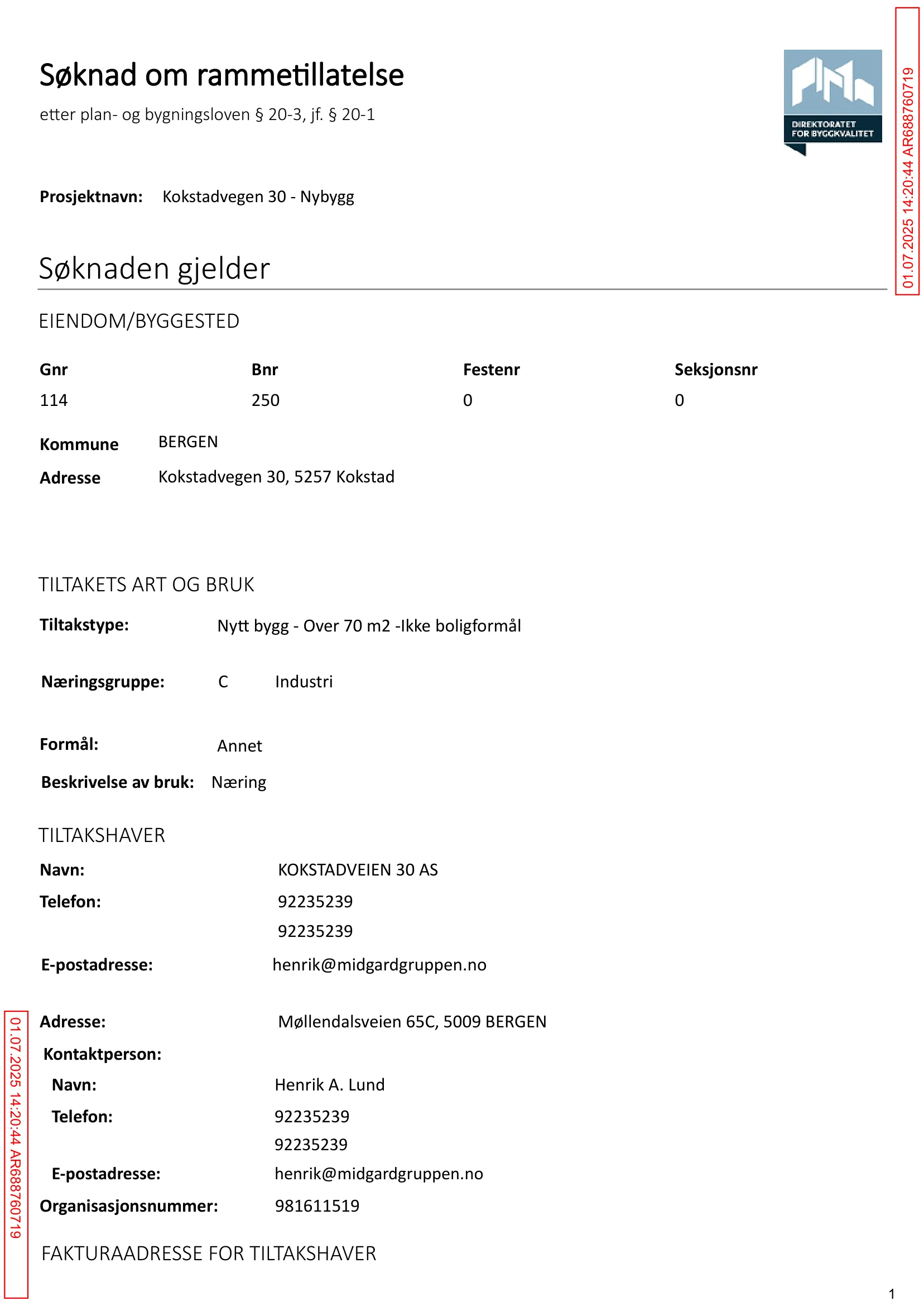 Søknad om rammetillatelse