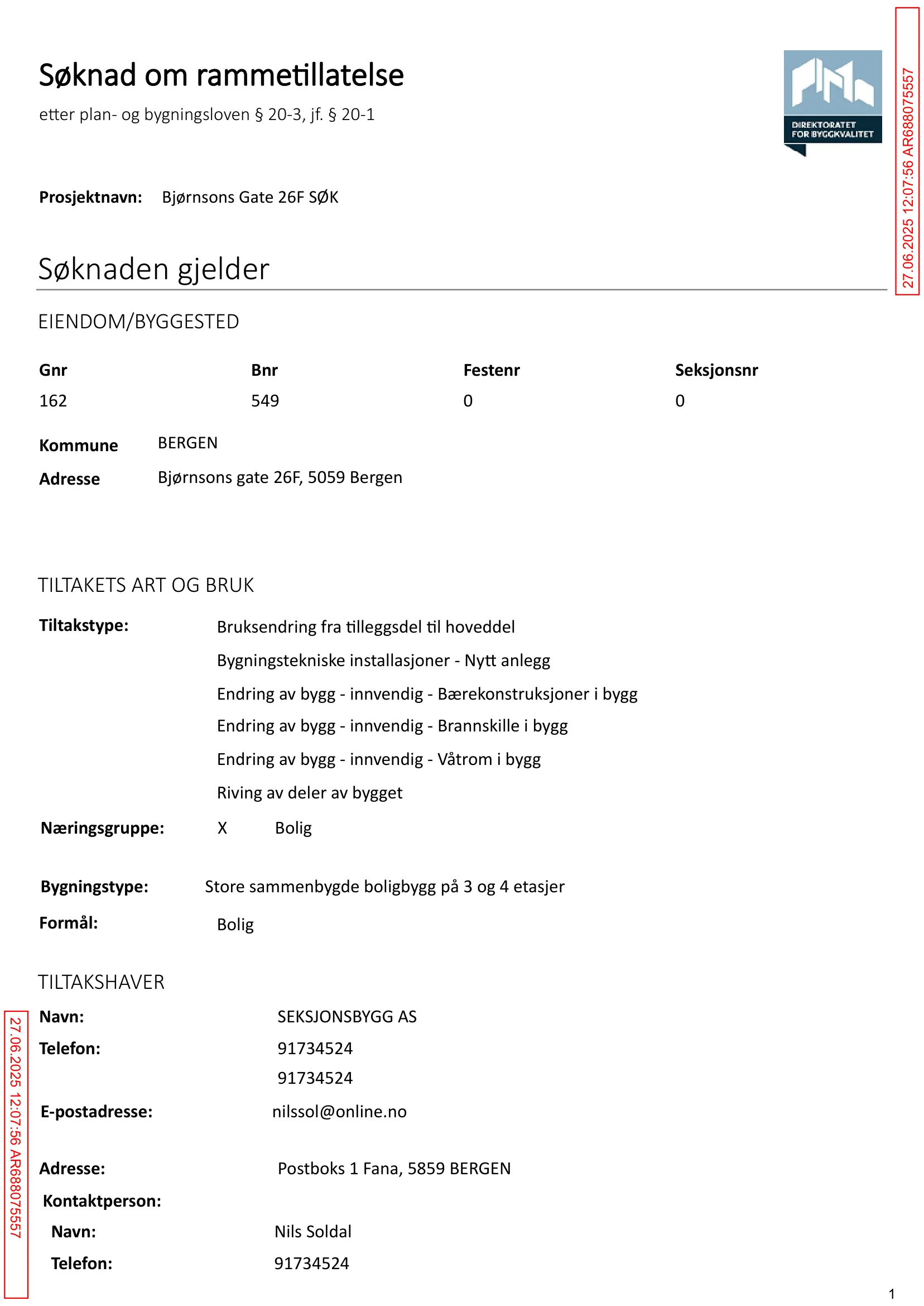Søknad om rammetillatelse
