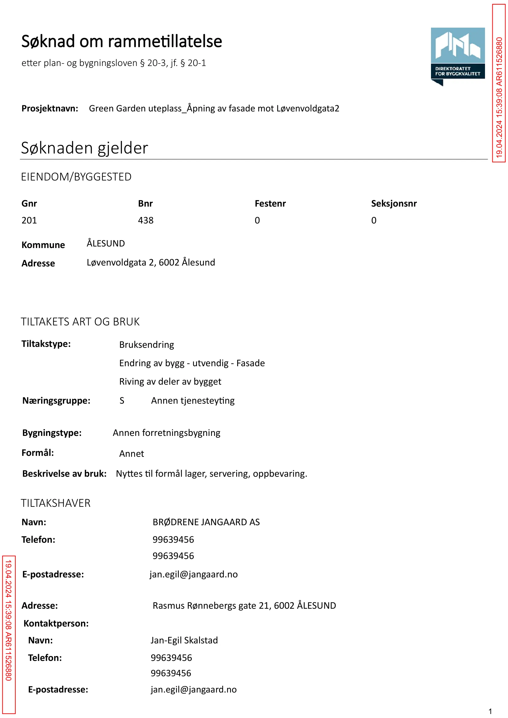 Søknad om rammetillatelse