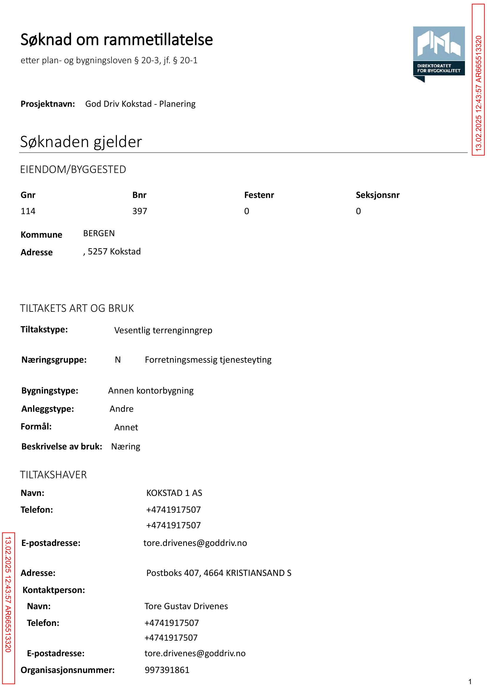 Søknad om rammetillatelse