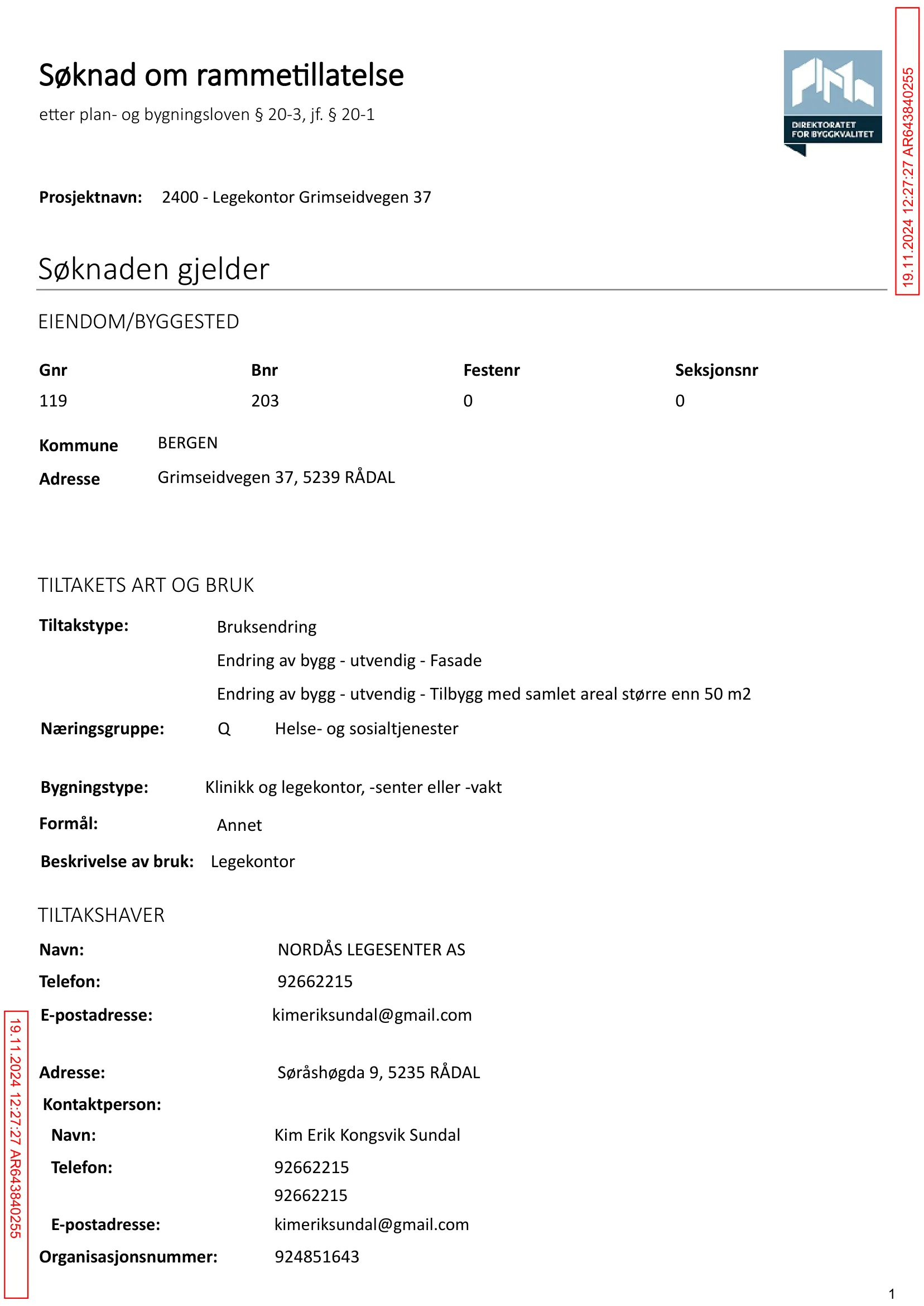 Søknad om rammetillatelse