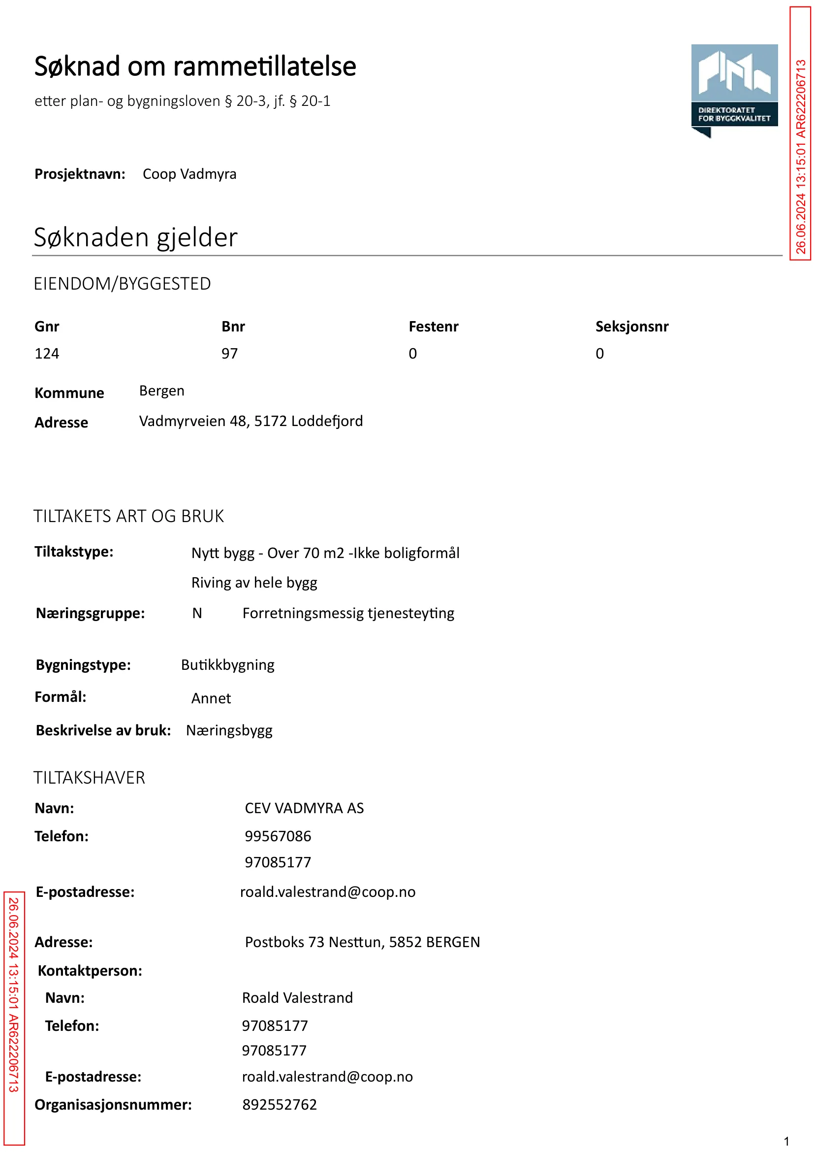 Søknad om rammetillatelse