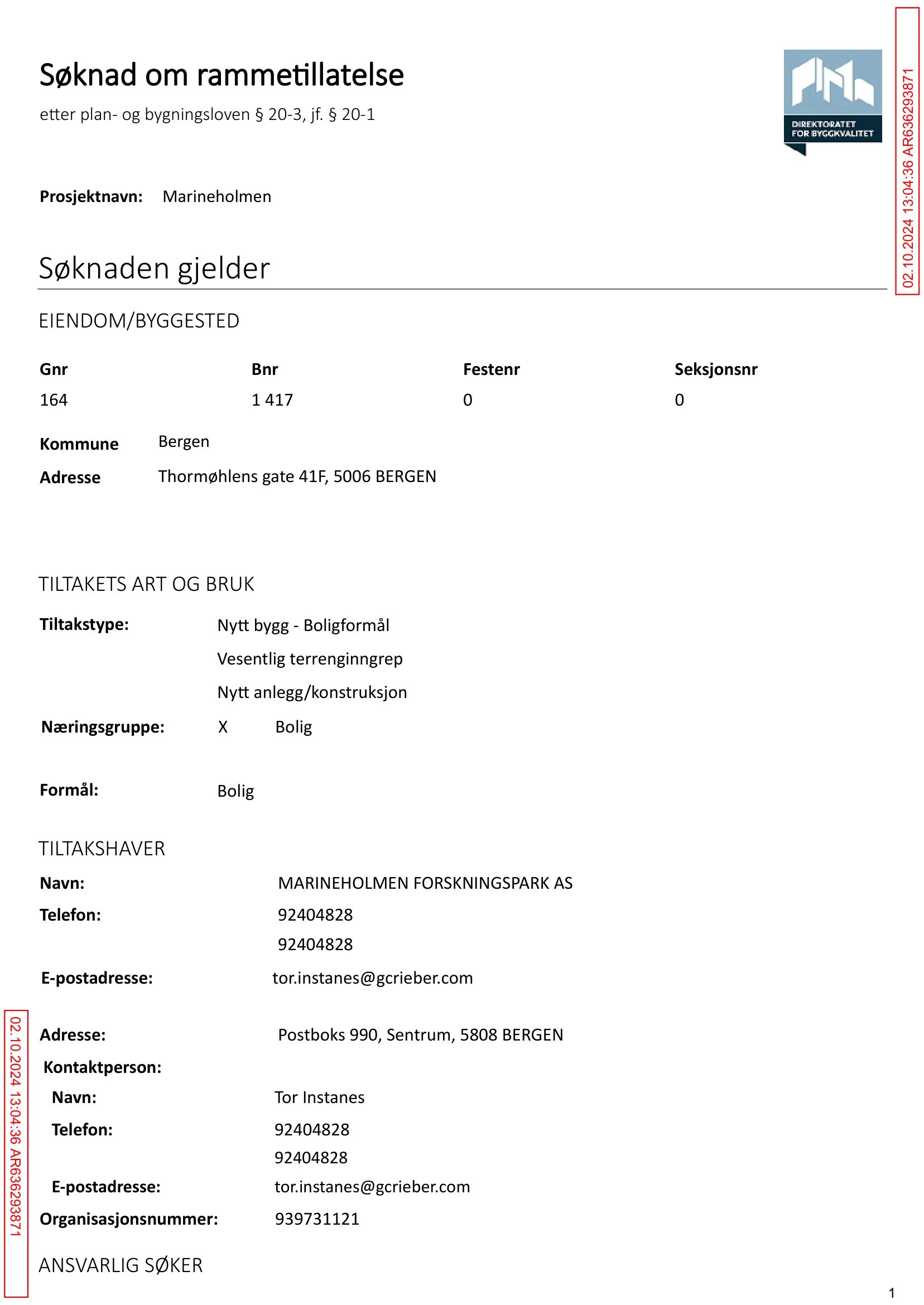 Søknad om rammetillatelse