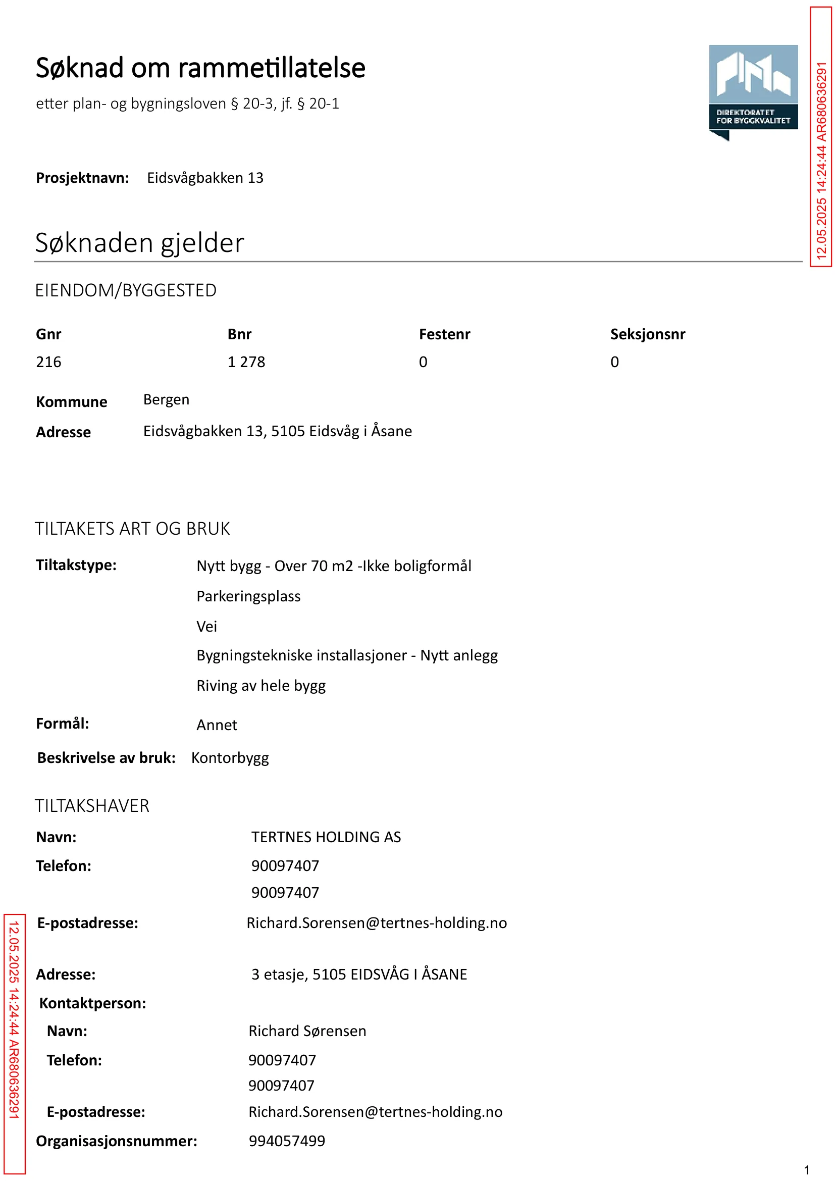 Søknad om rammetillatelse