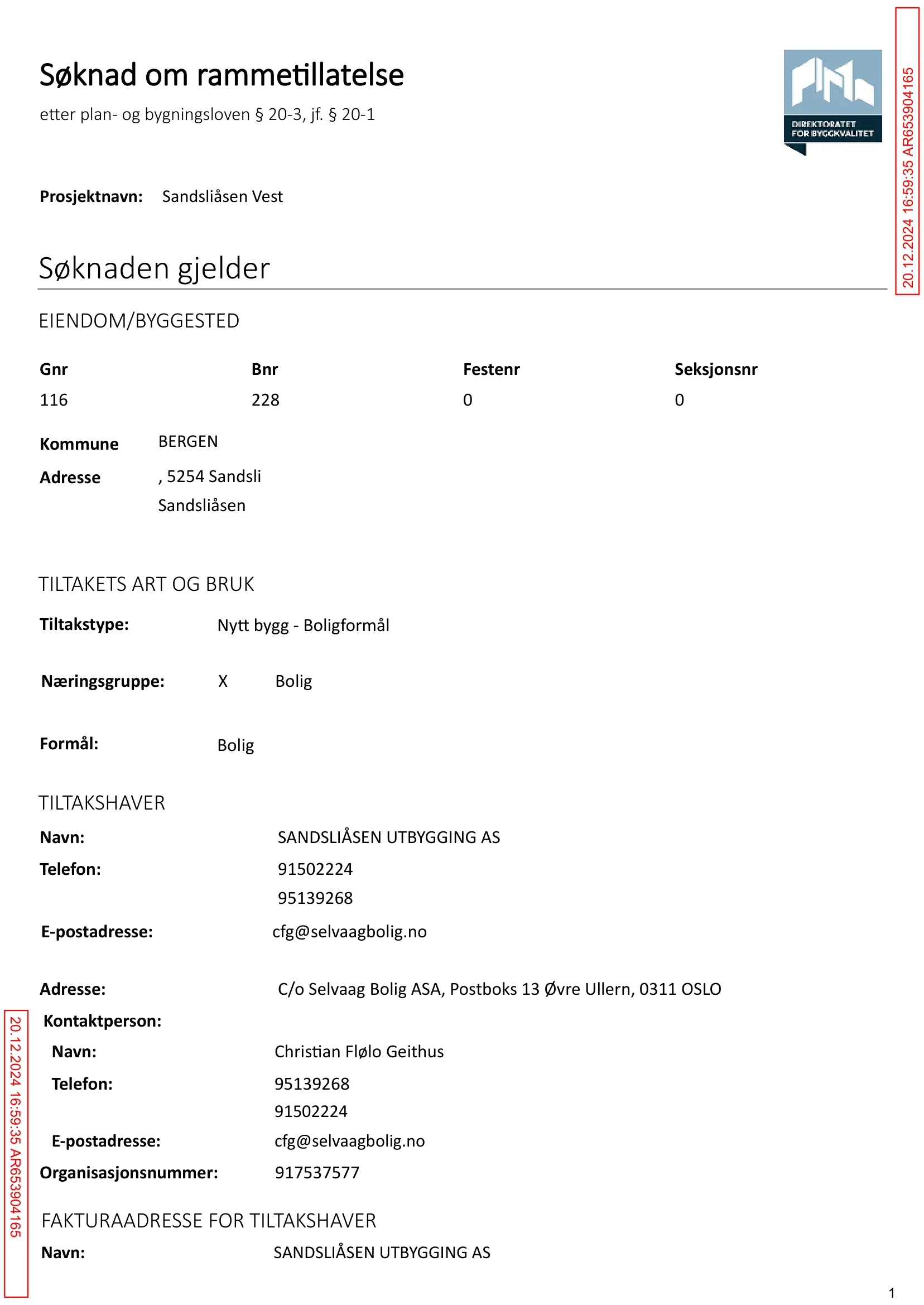 Søknad om rammetillatelse