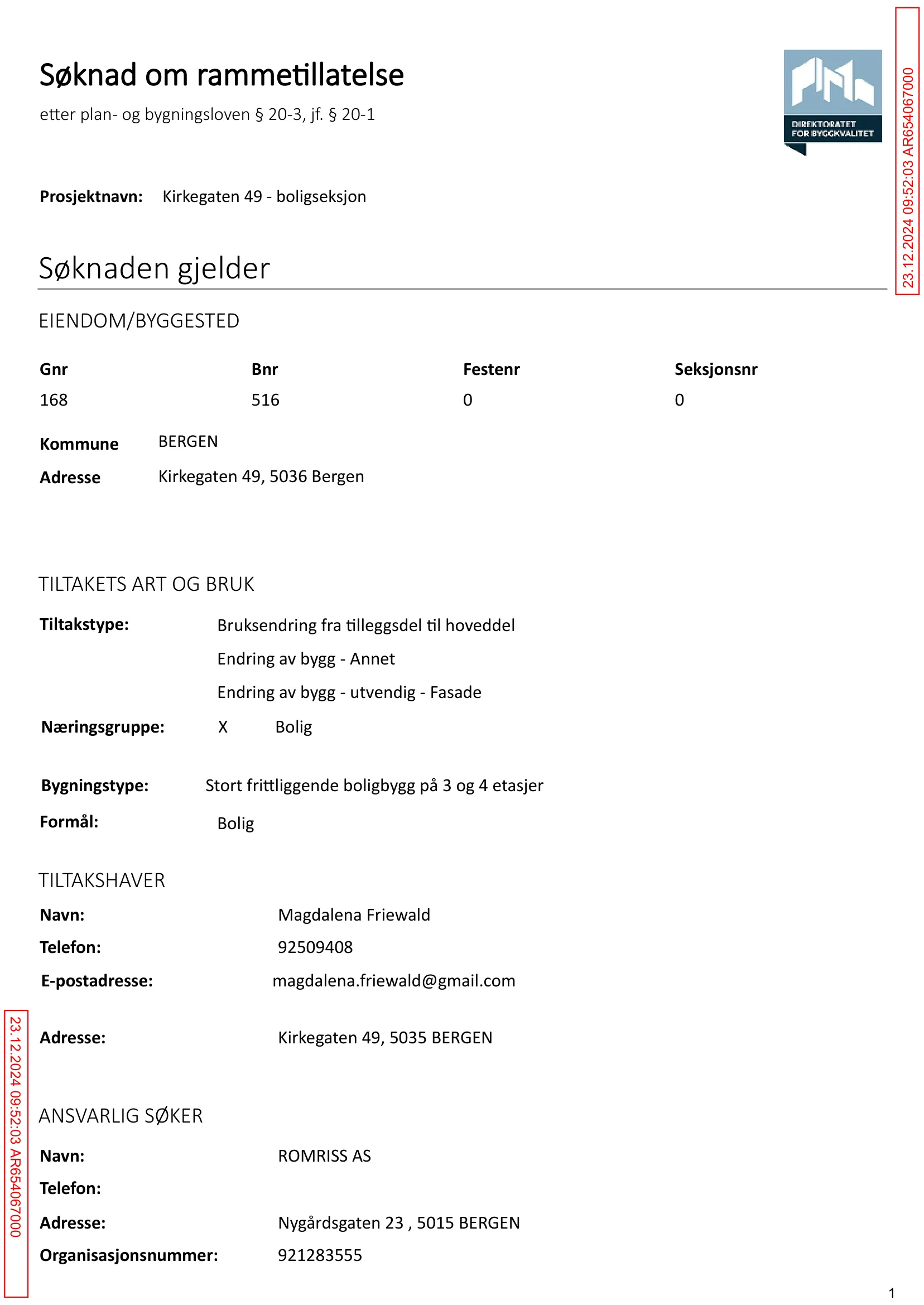 Søknad om rammetillatelse