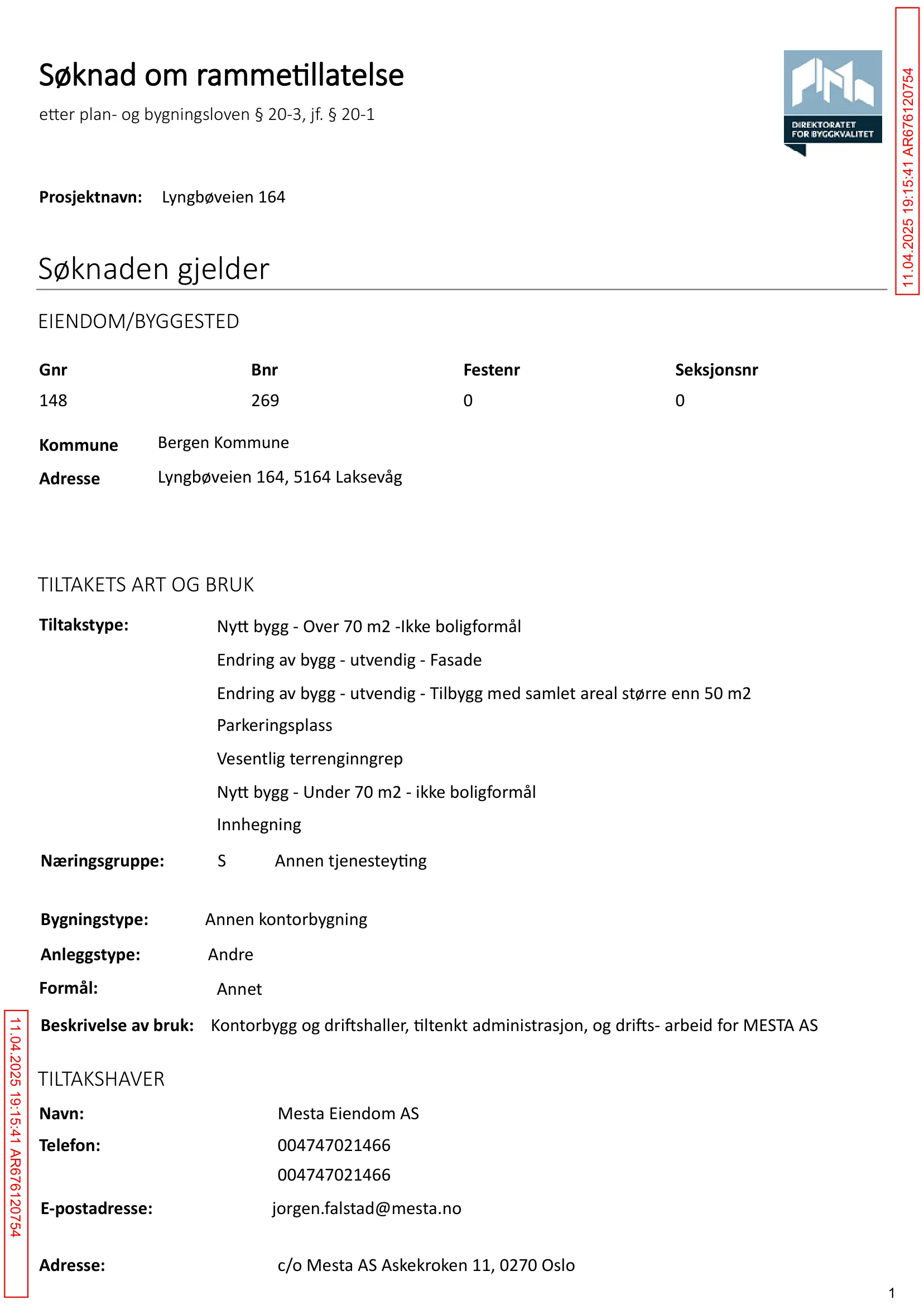 Søknad om rammetillatelse