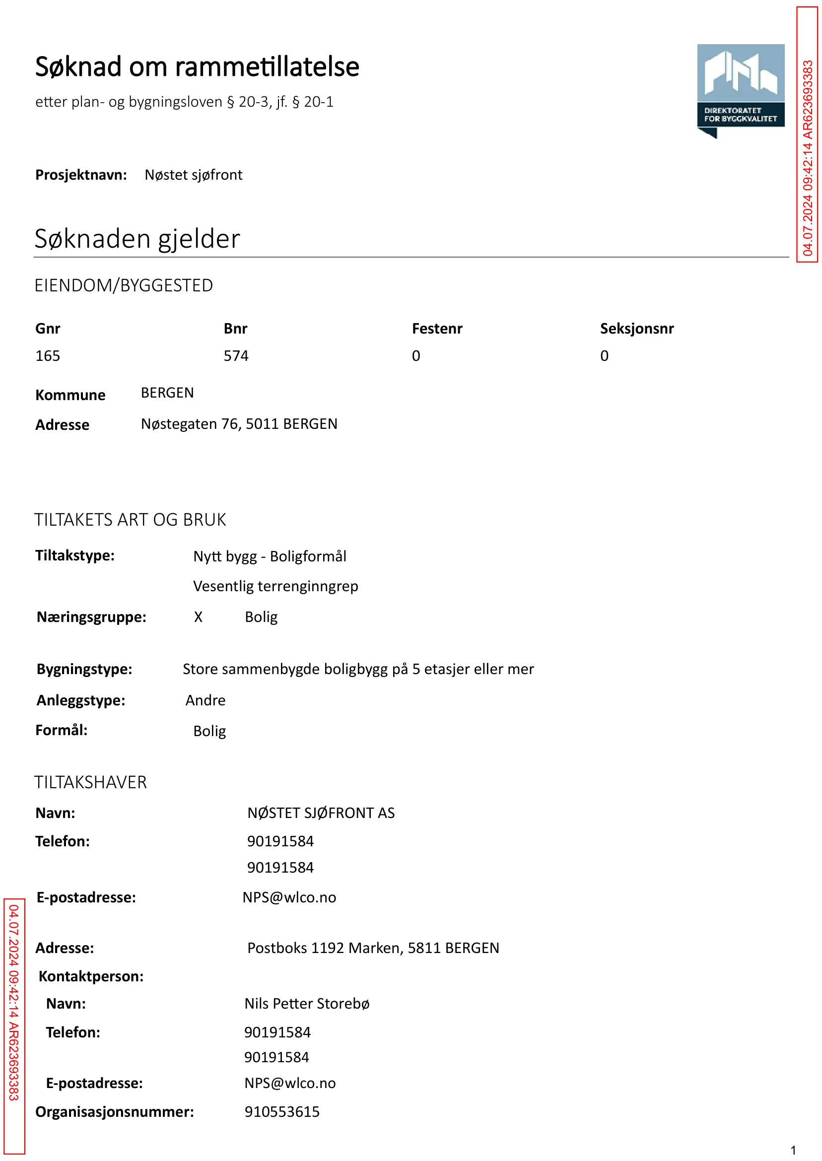 Søknad om rammetillatelse