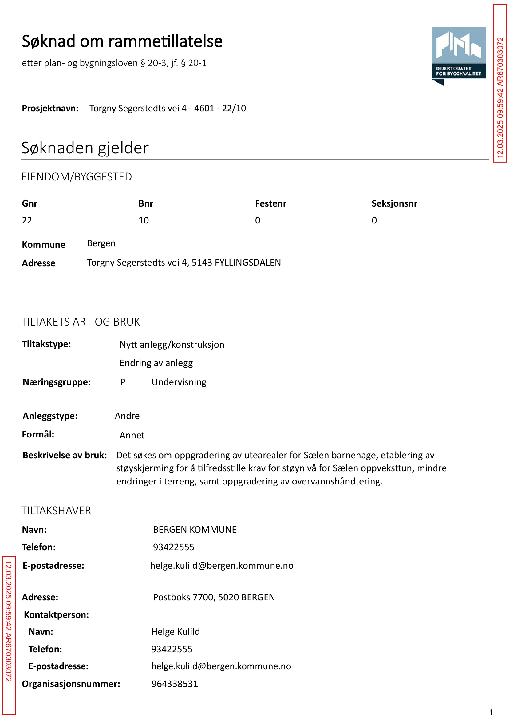 Søknad om rammetillatelse