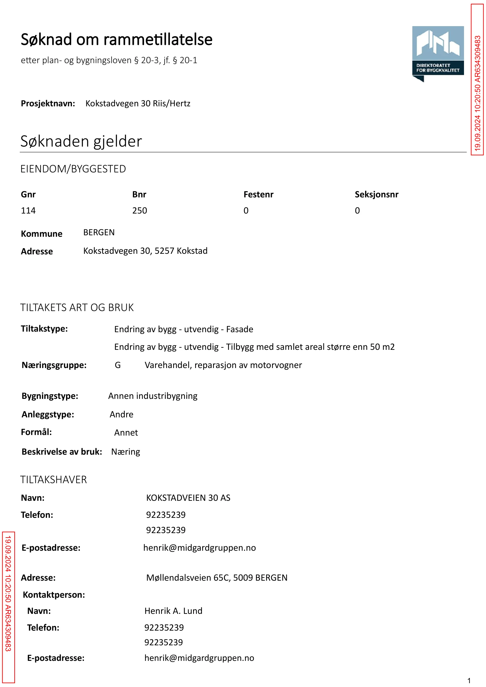 Søknad om rammetillatelse
