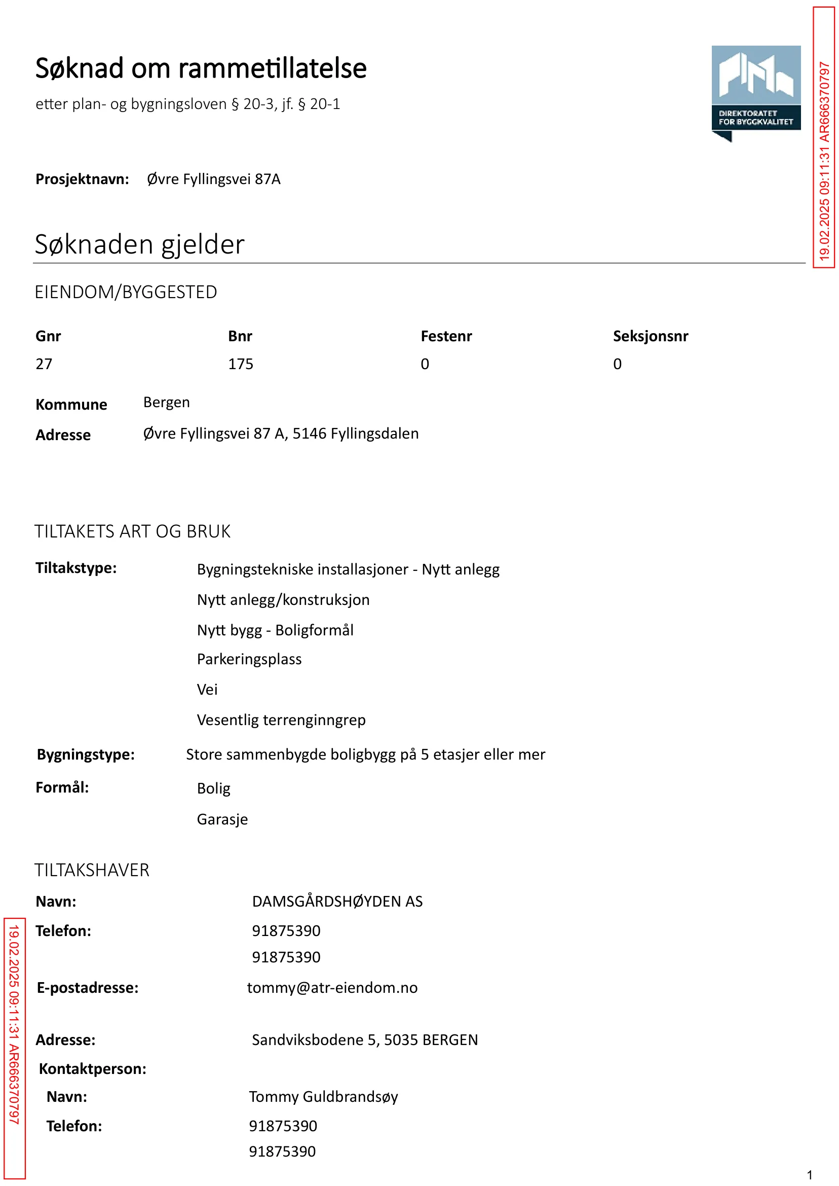 Søknad om rammetillatelse